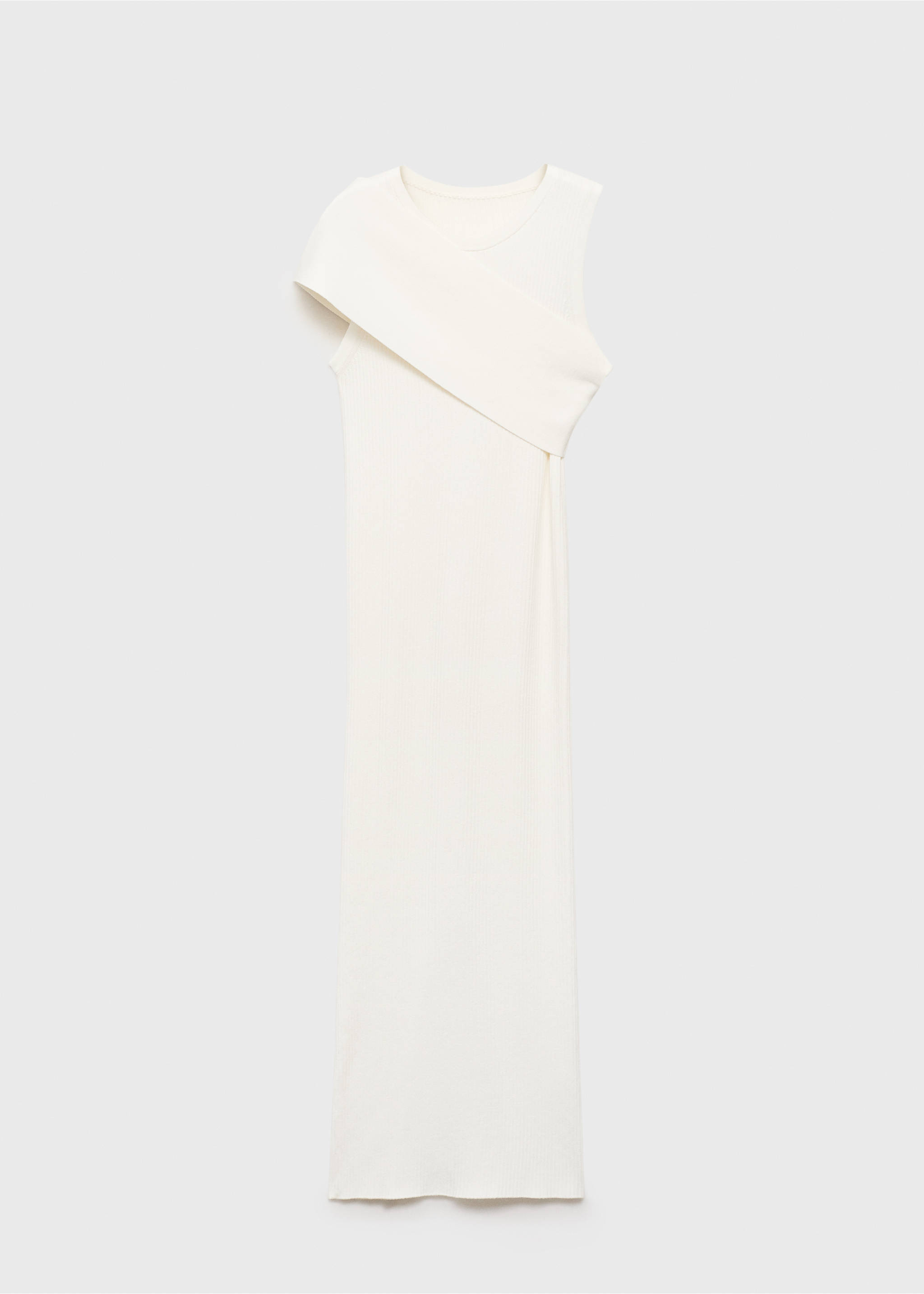 Ribbed dress with asymmetrical sleeves - Article without model, White. Ref: 17052926-00.