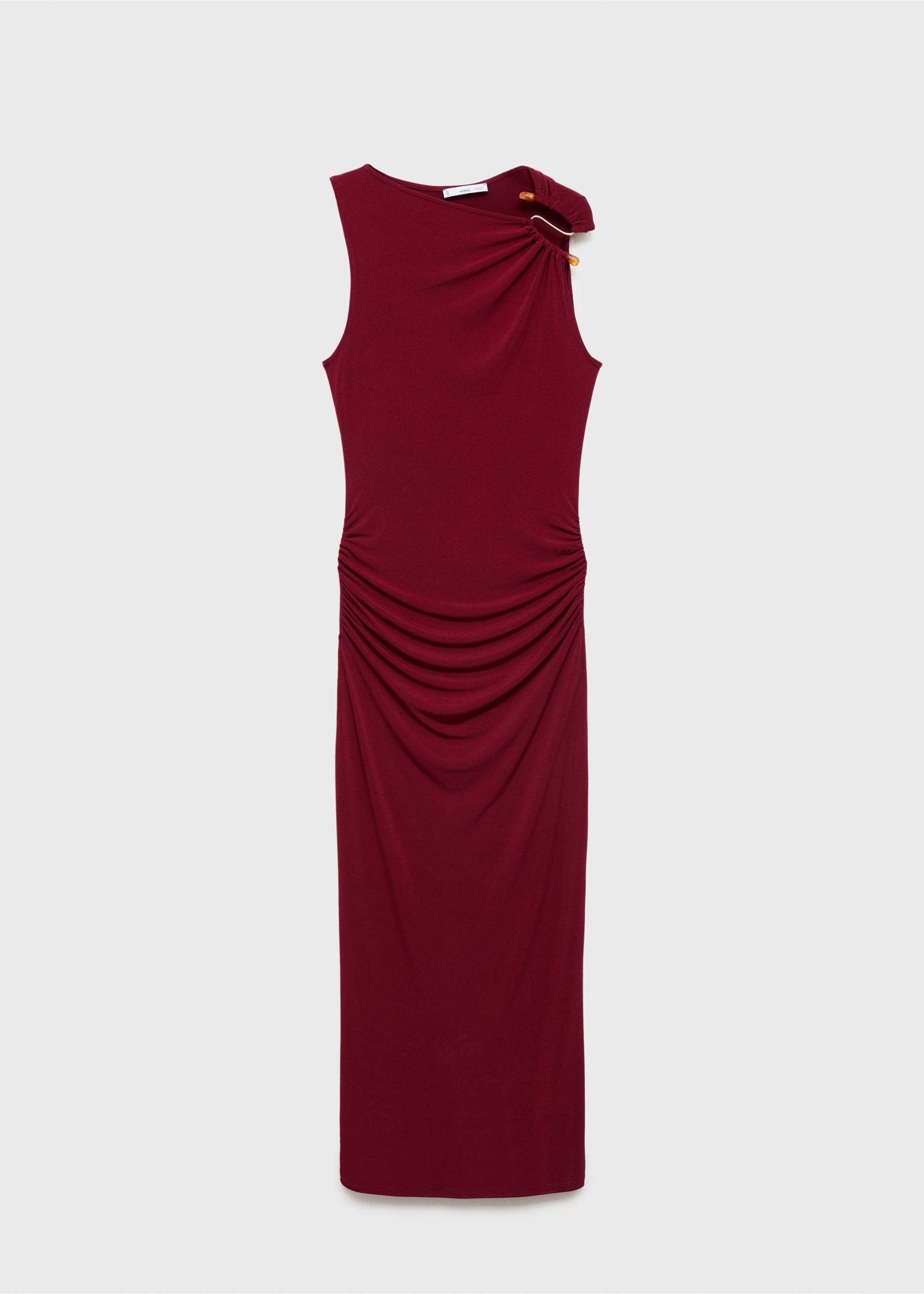 Draped dress with jewel detail - Article without model, Burgundy. Ref: 17052928-00.