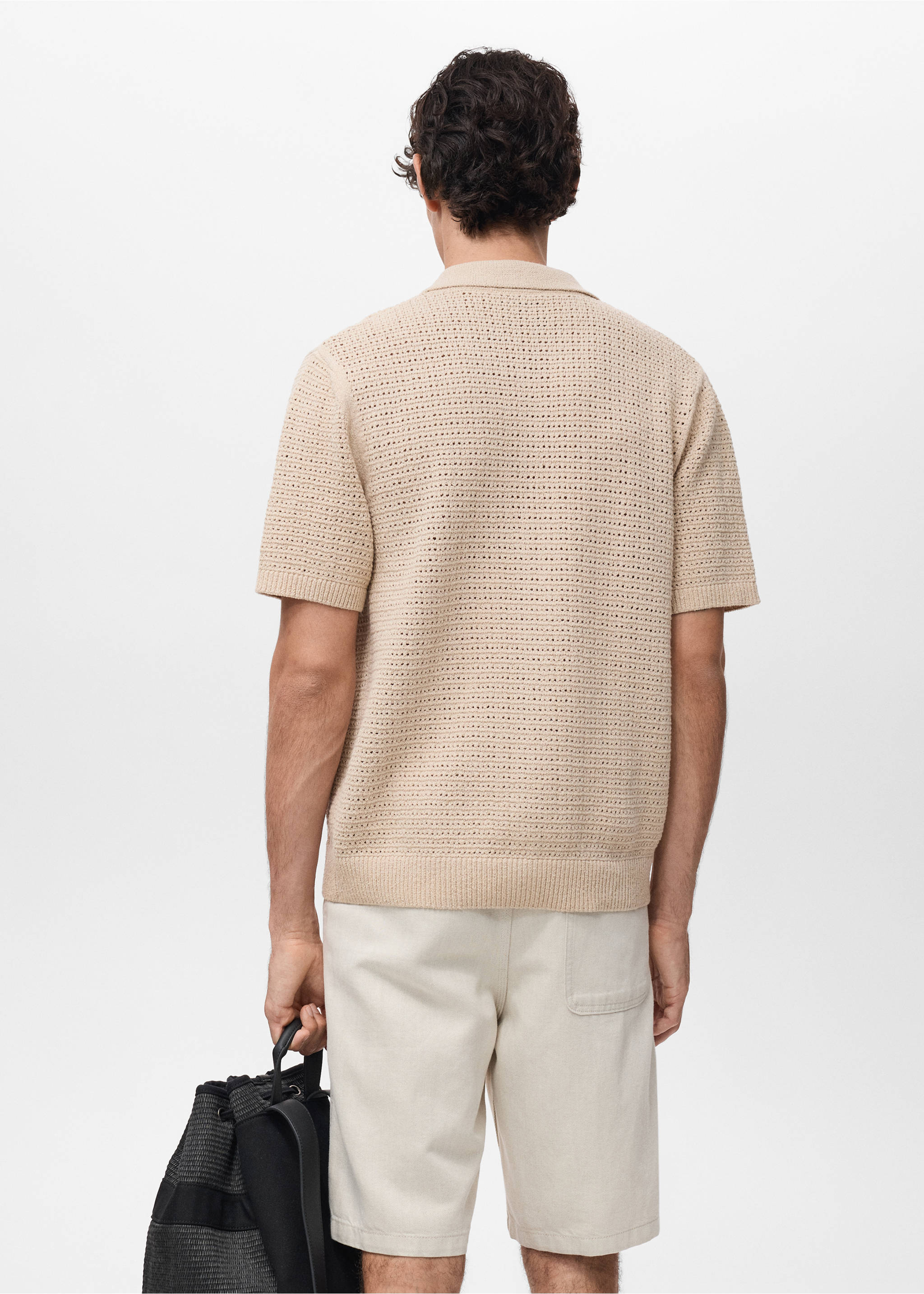 Lochstrickhemd - Rückseite des Artikels, Beige. Ref: 17052930-00.