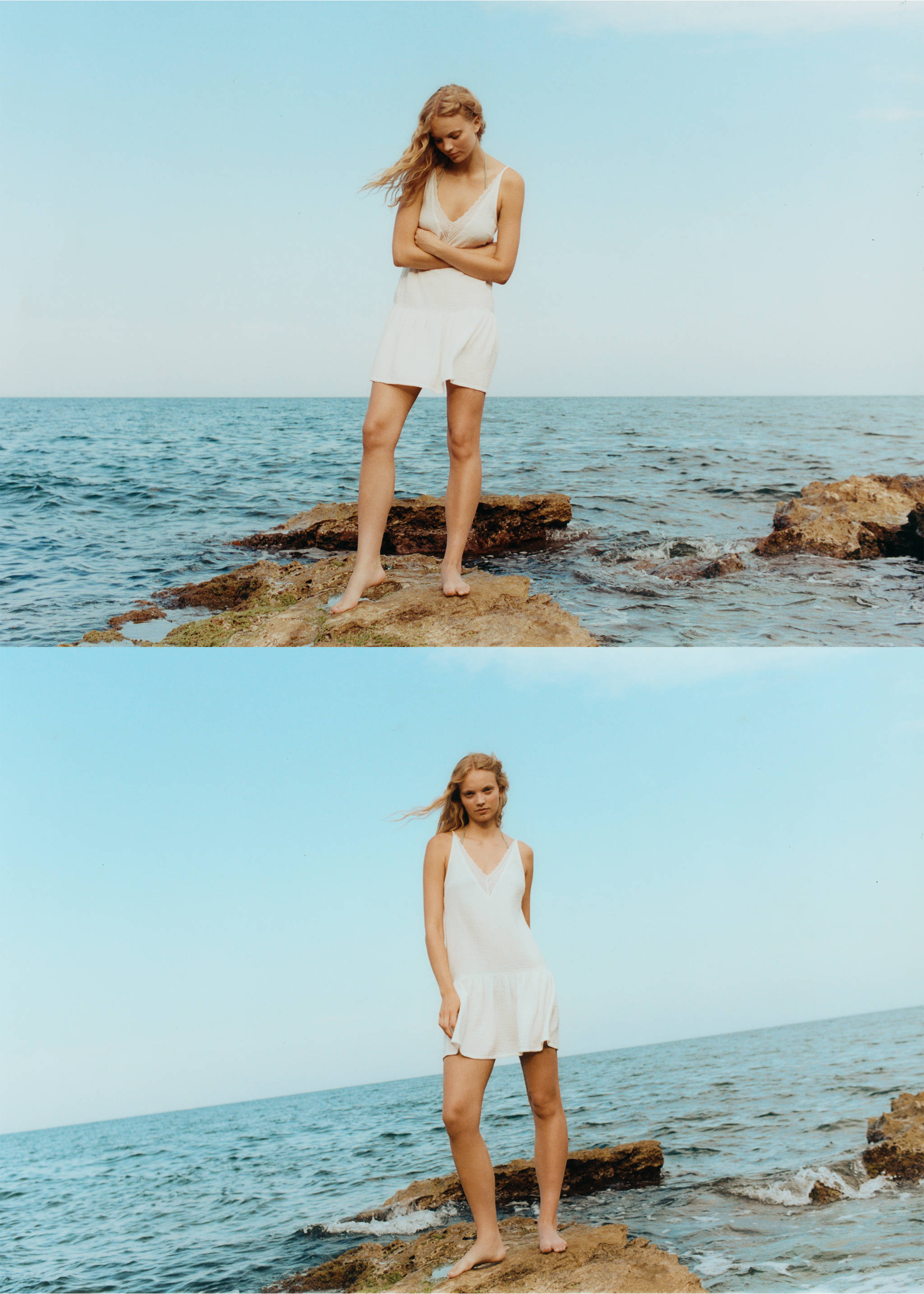 Dress with lace flounces - Details of the article 5, Off White. Ref: 17053276-00.
