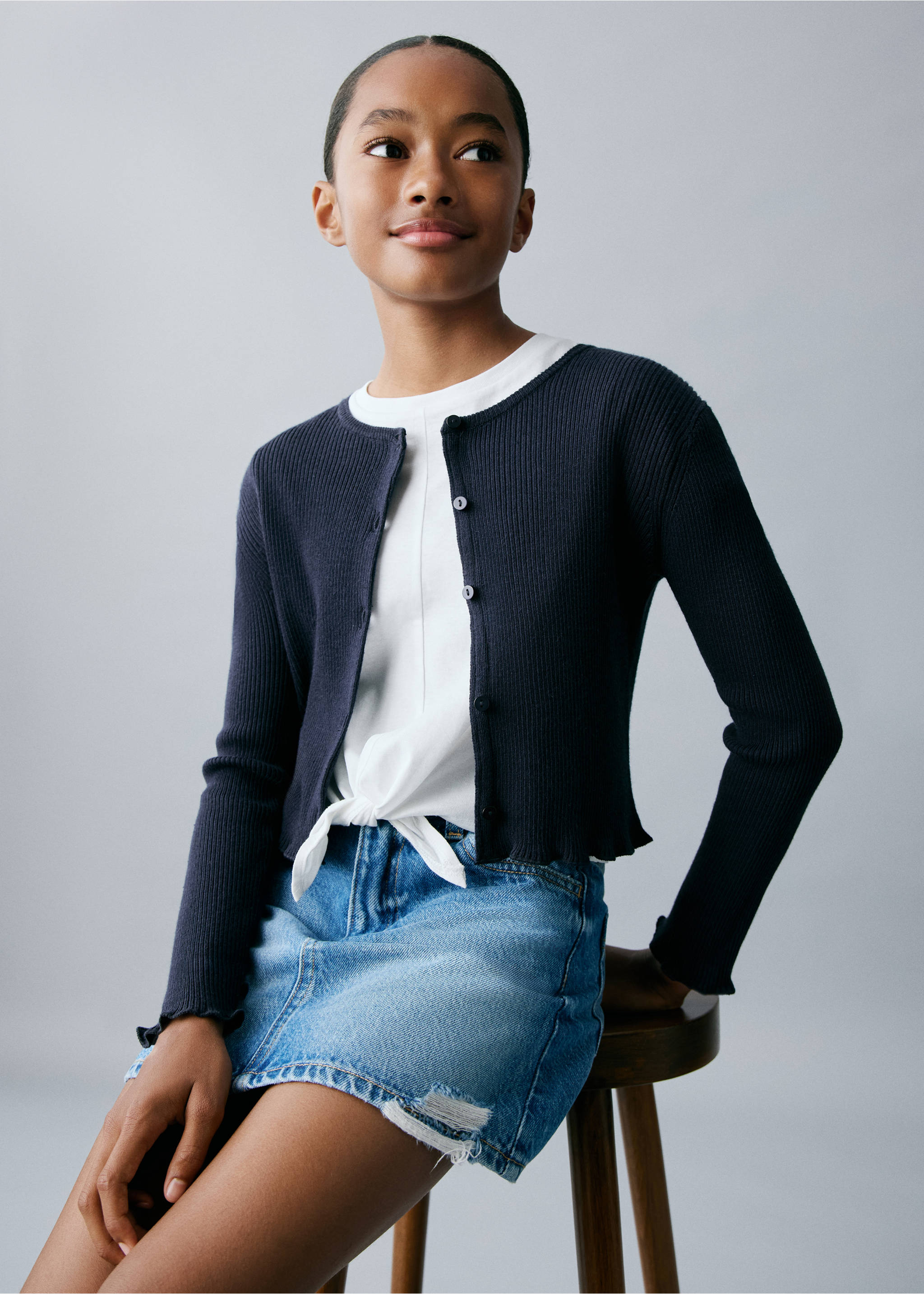 Ribbed knit cardigan - General plane, Navy. Ref: 17053280-00.