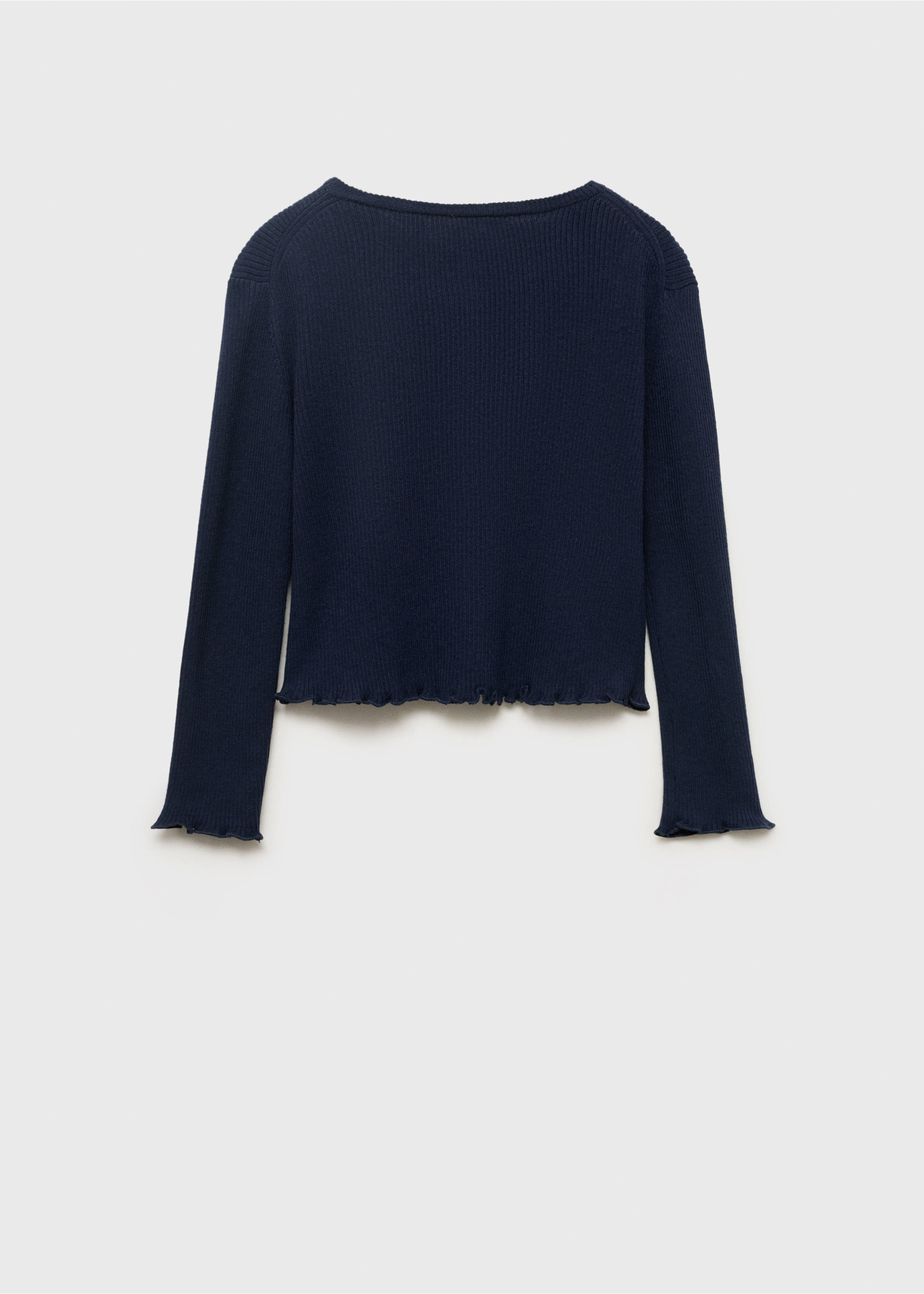 Ribbed knit cardigan - Reverse of the article, Navy. Ref: 17053280-00.