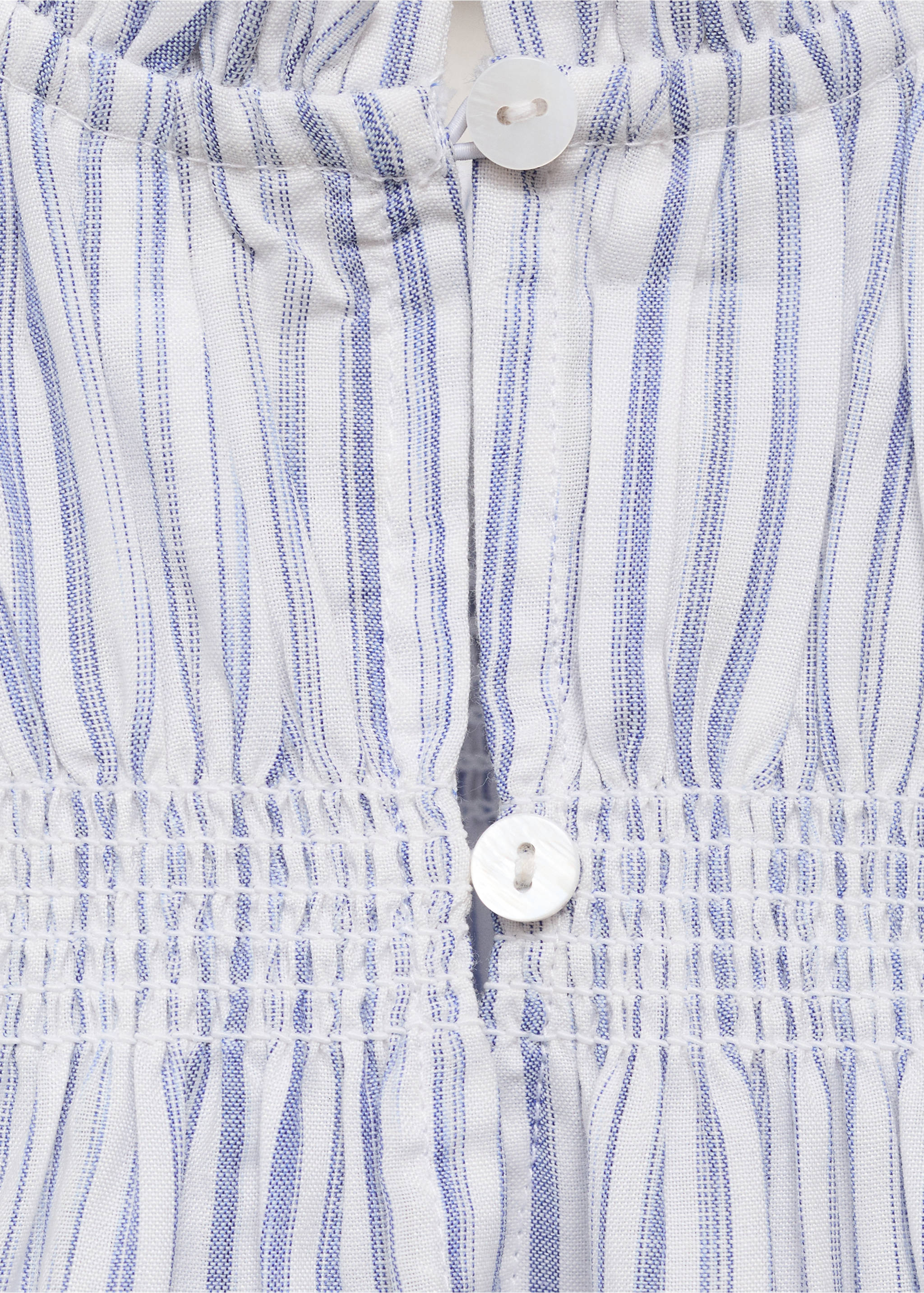 Blusa rayas fruncida - Detalle del artículo 8, Azul celeste. Ref: 17053284-00.