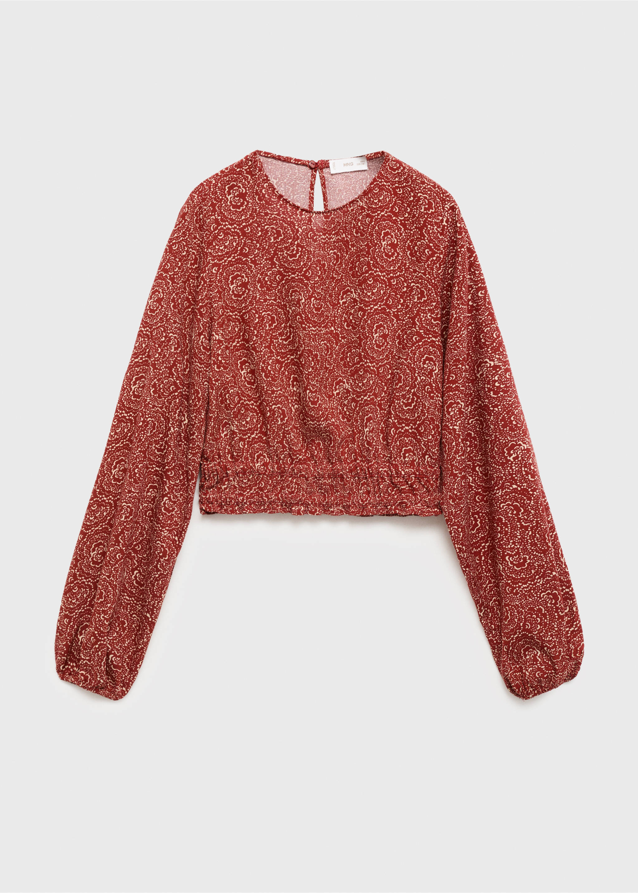 Mönstrad blus ballongärm - Artikel utan modell, Bränd orange. Ref: 17053286-00.