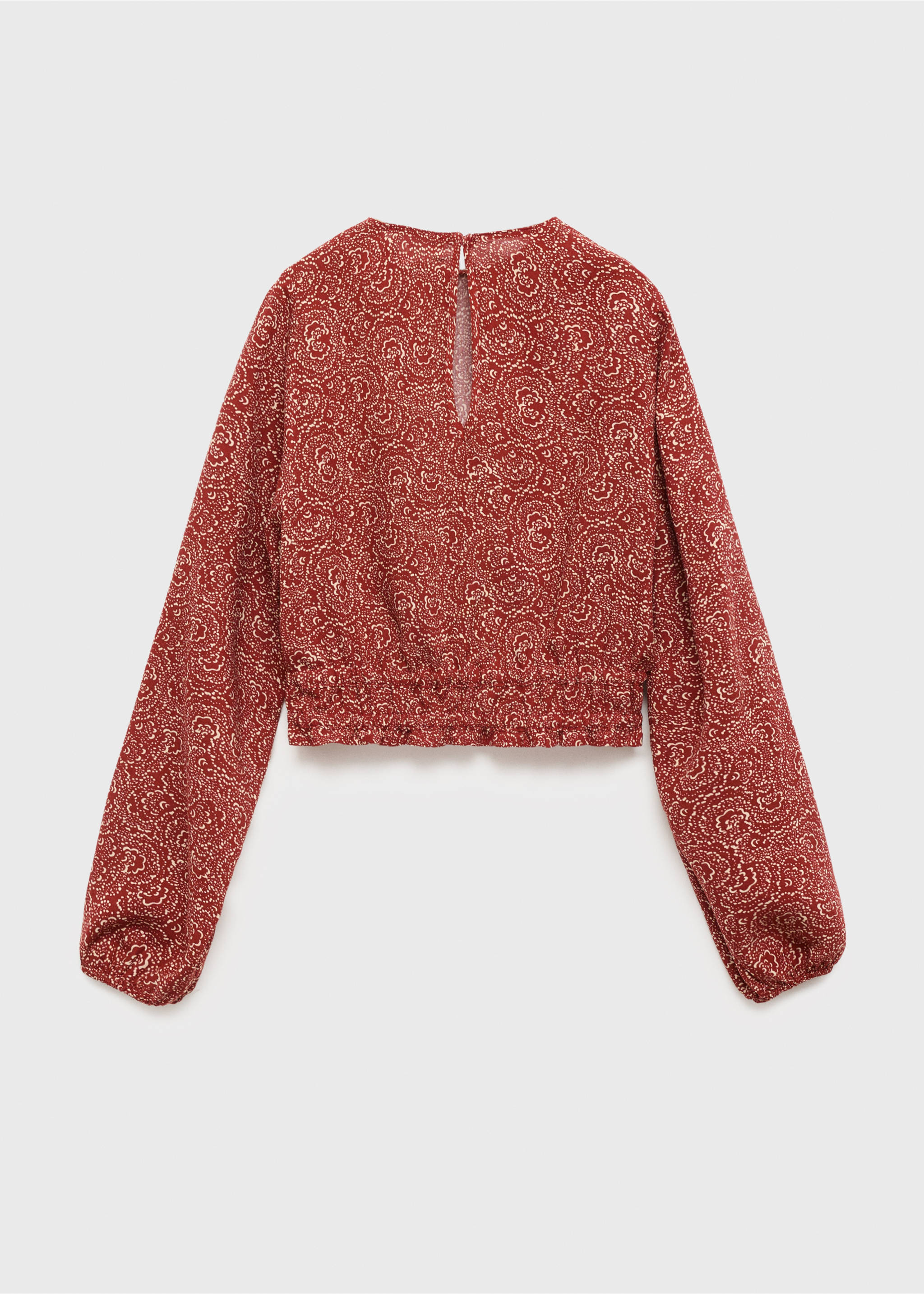 Mönstrad blus ballongärm - Artikelns baksida, Bränd orange. Ref: 17053286-00.