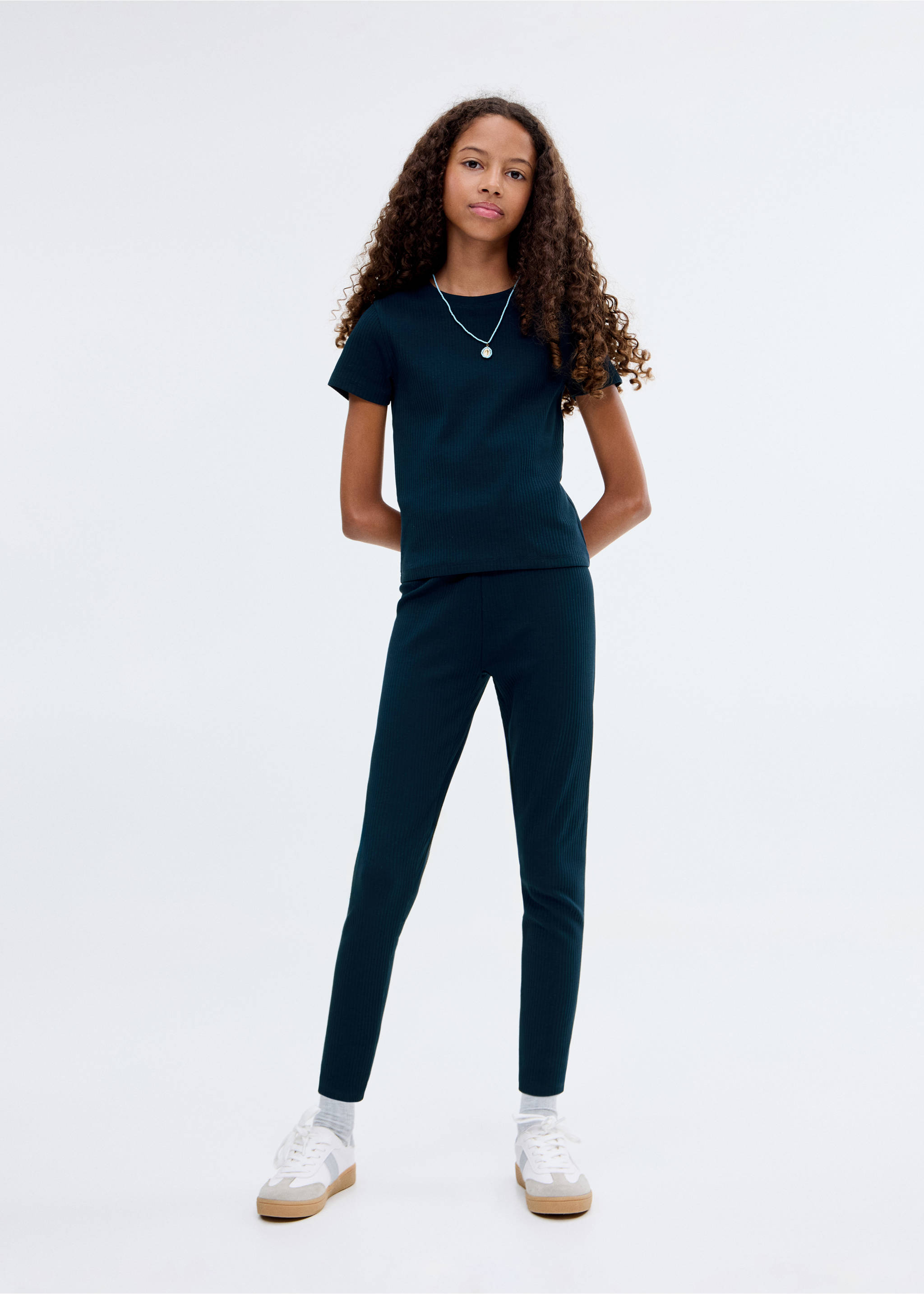 Cotton ribbed leggings - General plane, Navy. Ref: 17053287-00.