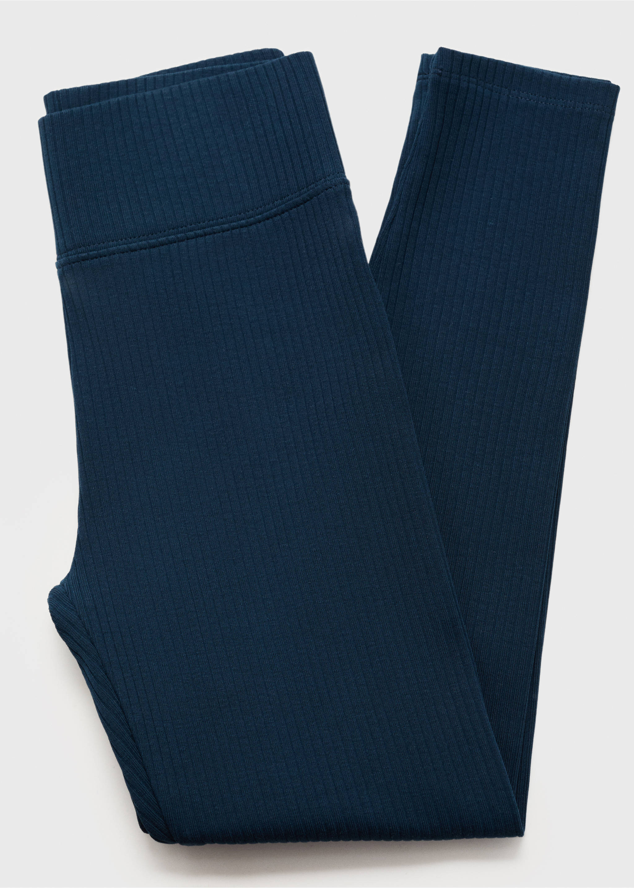 Cotton ribbed leggings - Details of the article 0, Navy. Ref: 17053287-00.