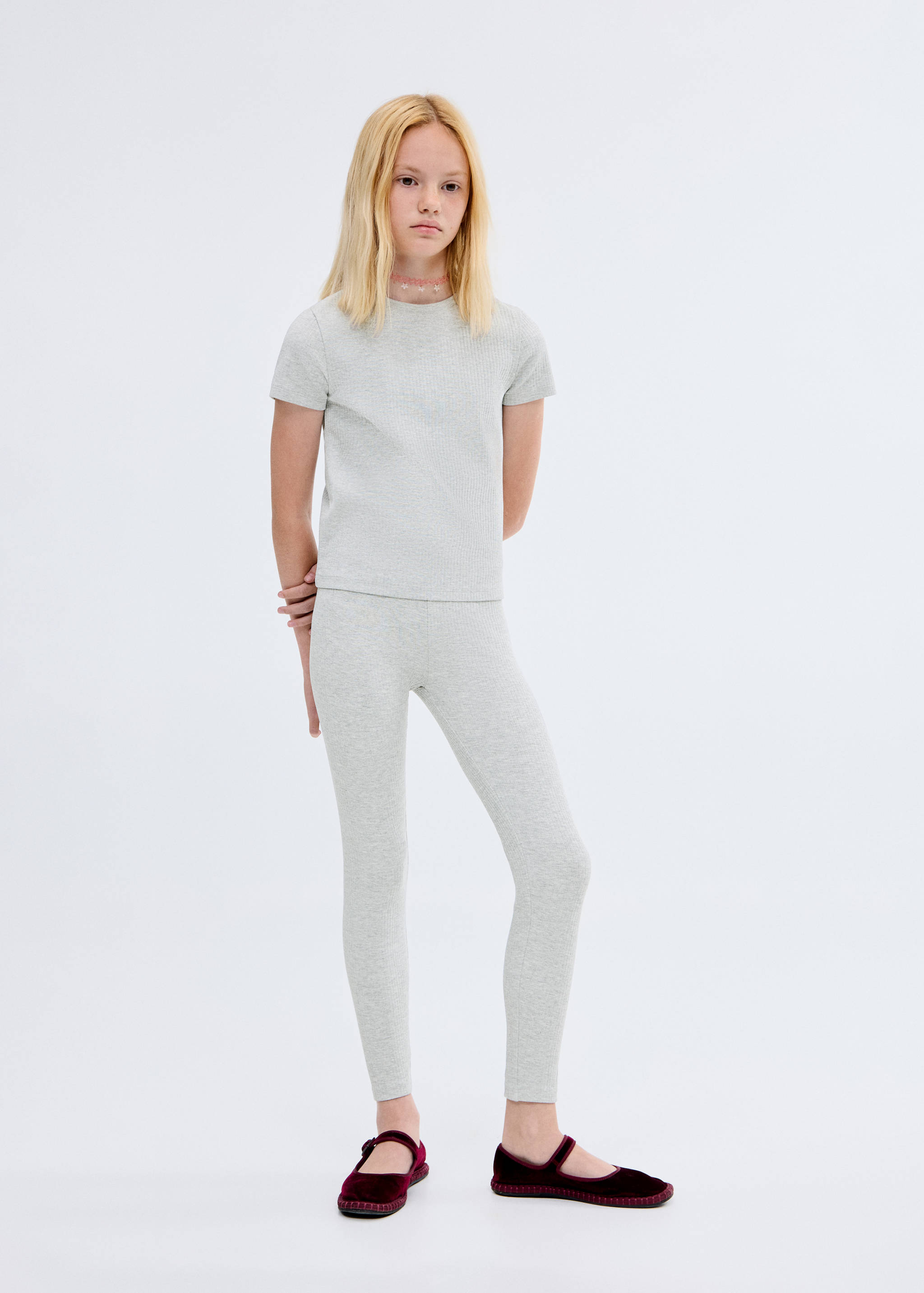 Cotton ribbed leggings - General plane