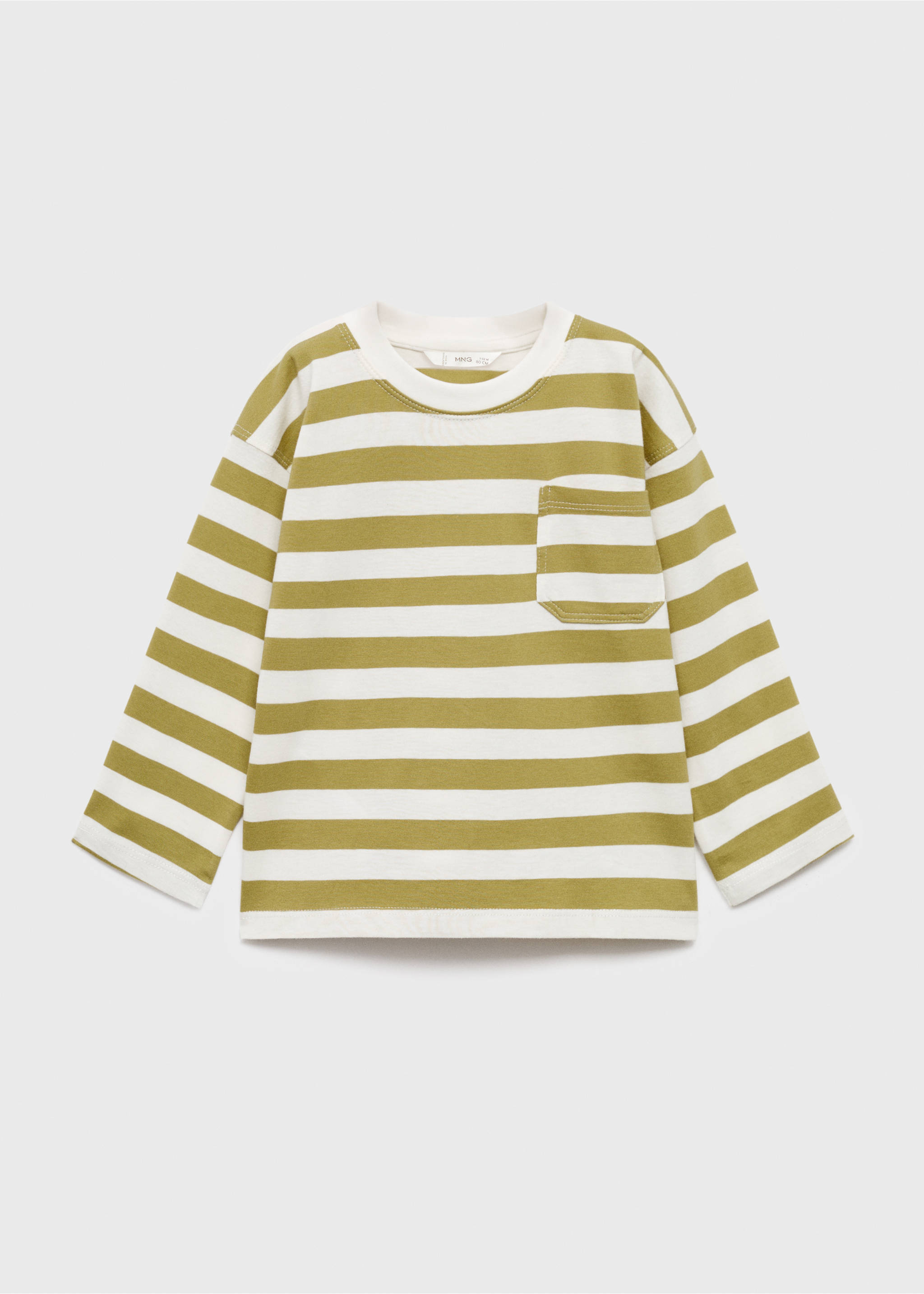 T-shirt à rayures poche - Article sans modèle, Citron vert. Ref: 17053288-00.