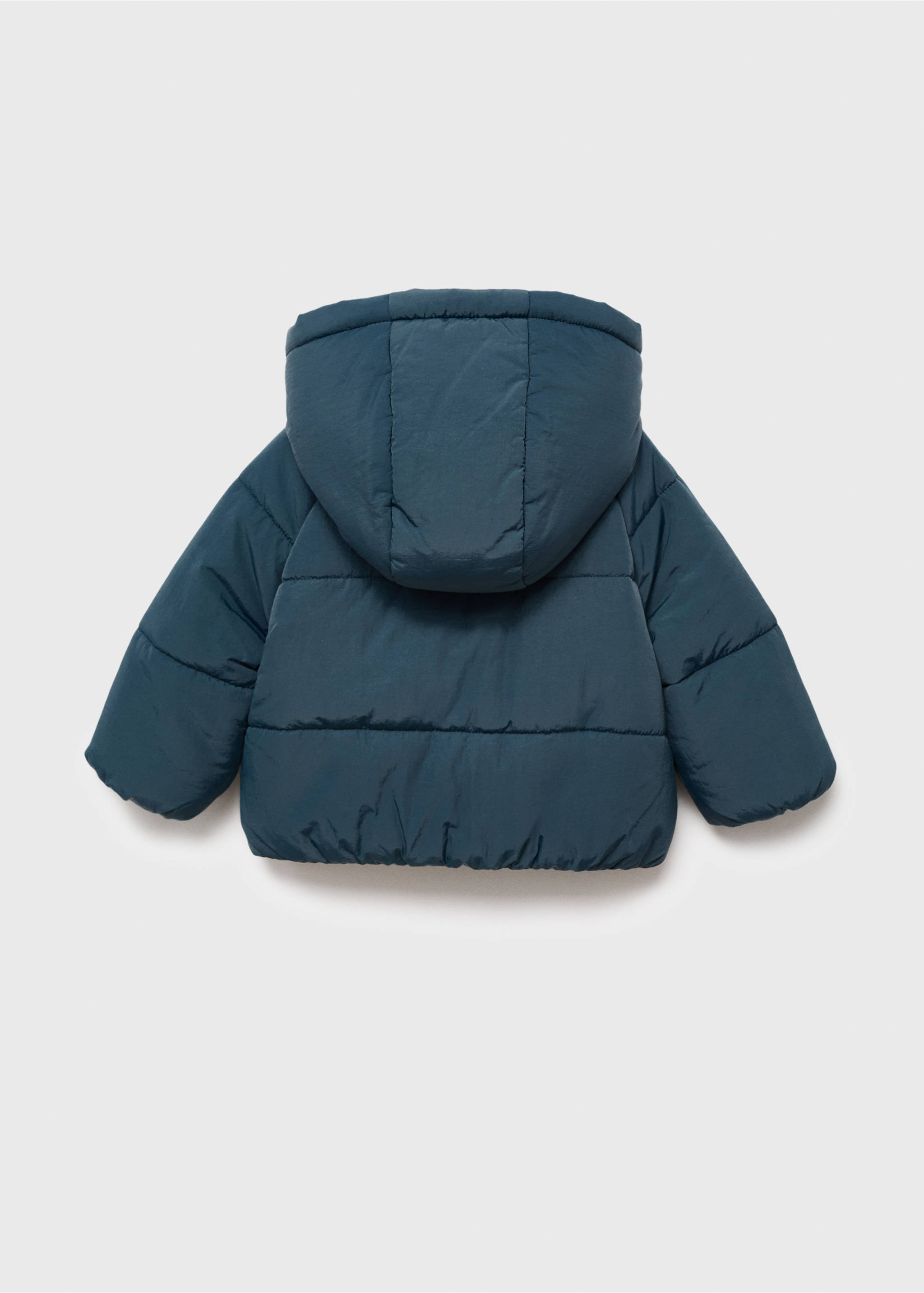 Anorak with shearling-effect hood - Reverse of the article, Petrol Blue. Ref: 17053292-00.