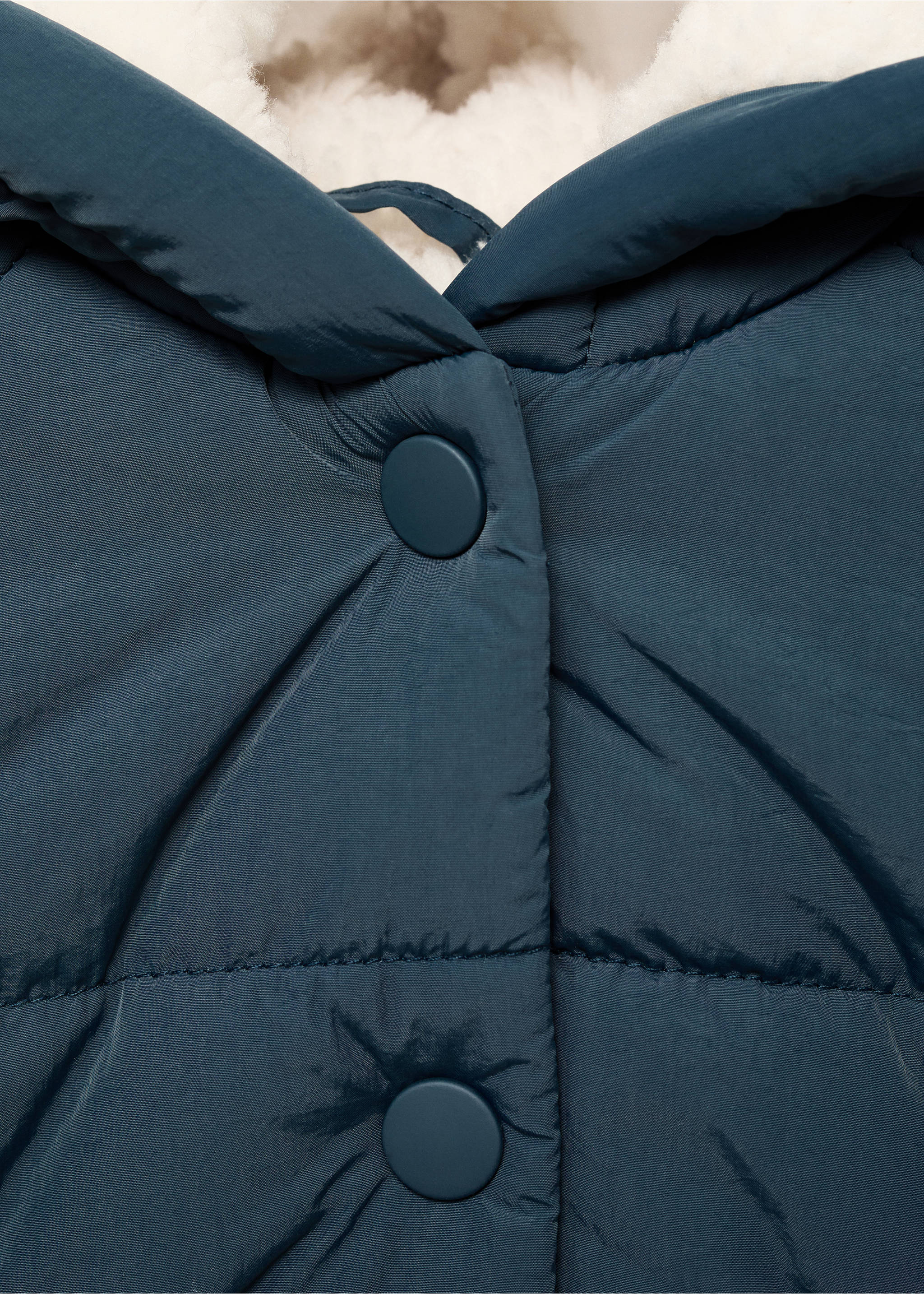 Anorak with shearling-effect hood - Details of the article 8, Petrol Blue. Ref: 17053292-00.
