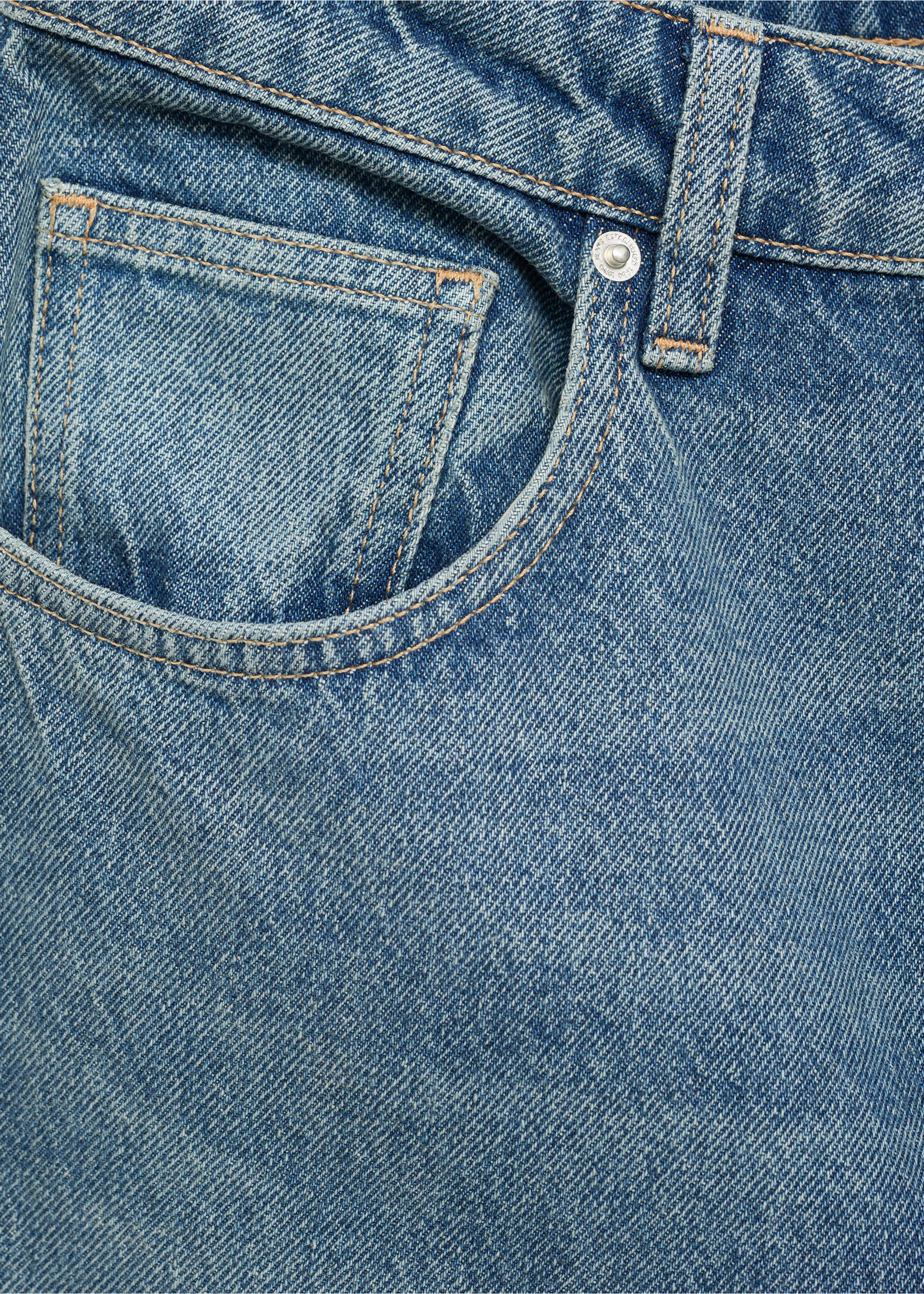 Gerade Jeans mit mittlerem Bund - Detail des Artikels 0, Mittelblau. Ref: 17053320-00.