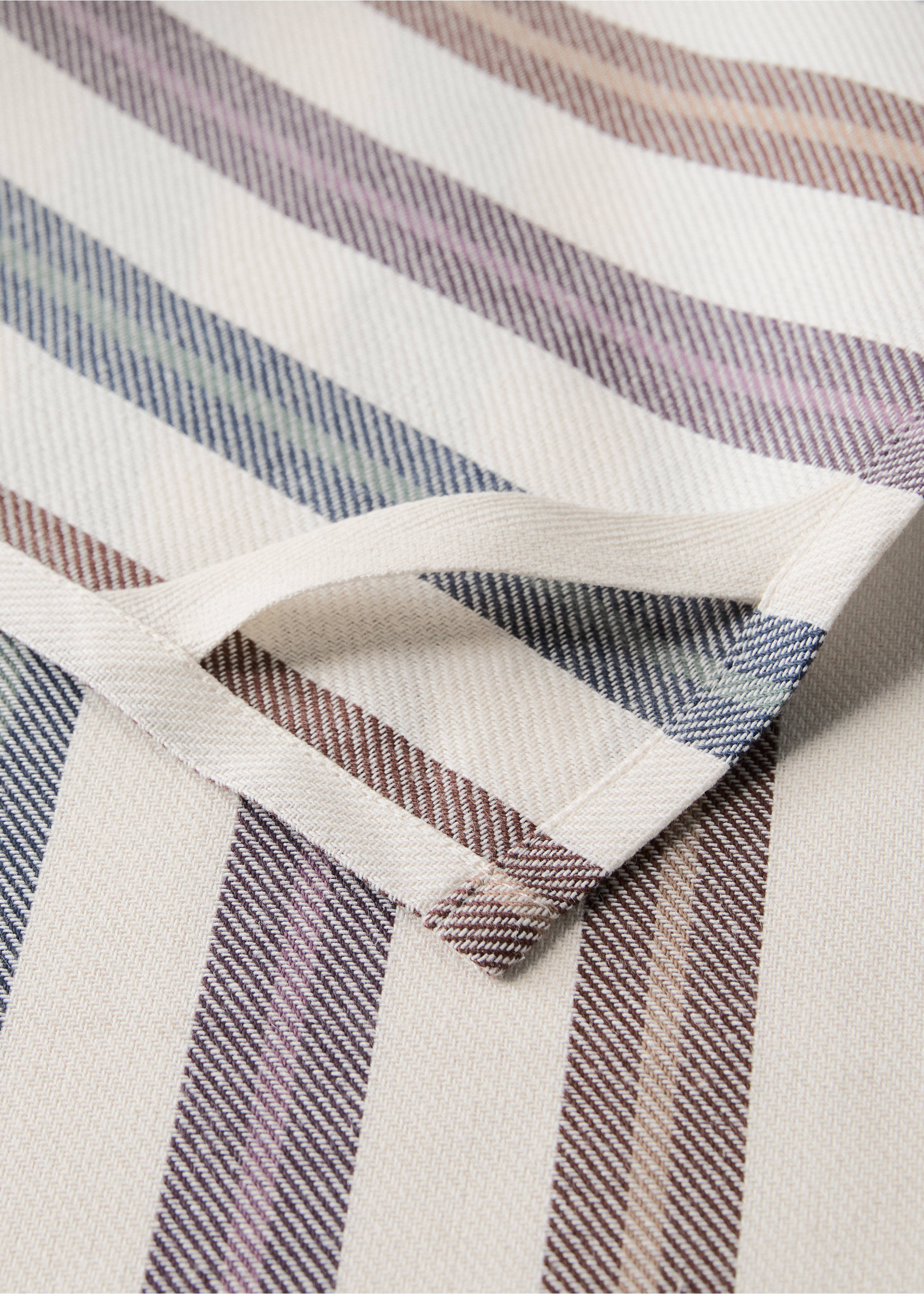 Off-white striped kitchen towel in cotton with a hanging loop., Dark Red. Ref: 17053330-00.
