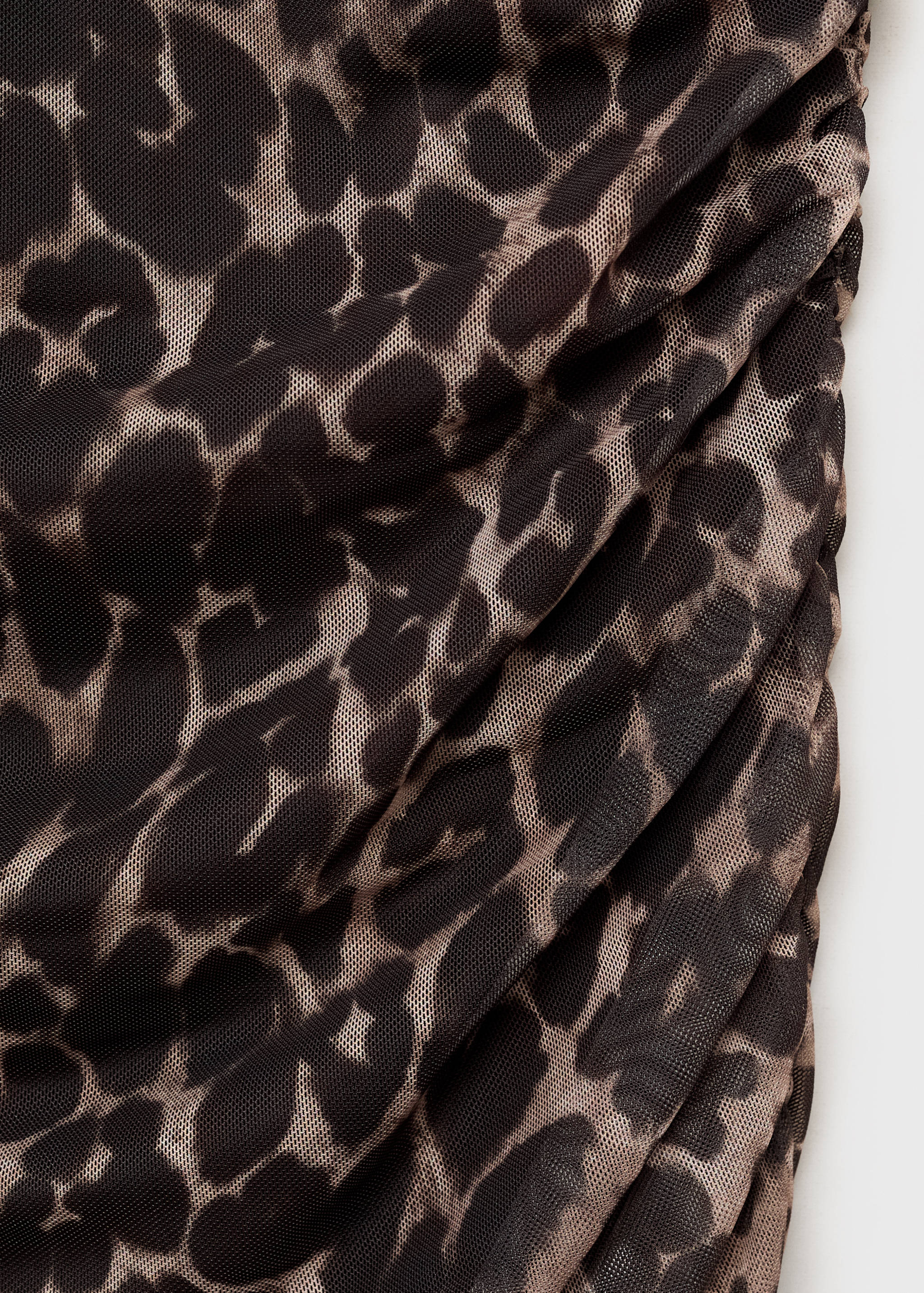 Vestido midi fruncido leopardo - Detalle del artículo 0
