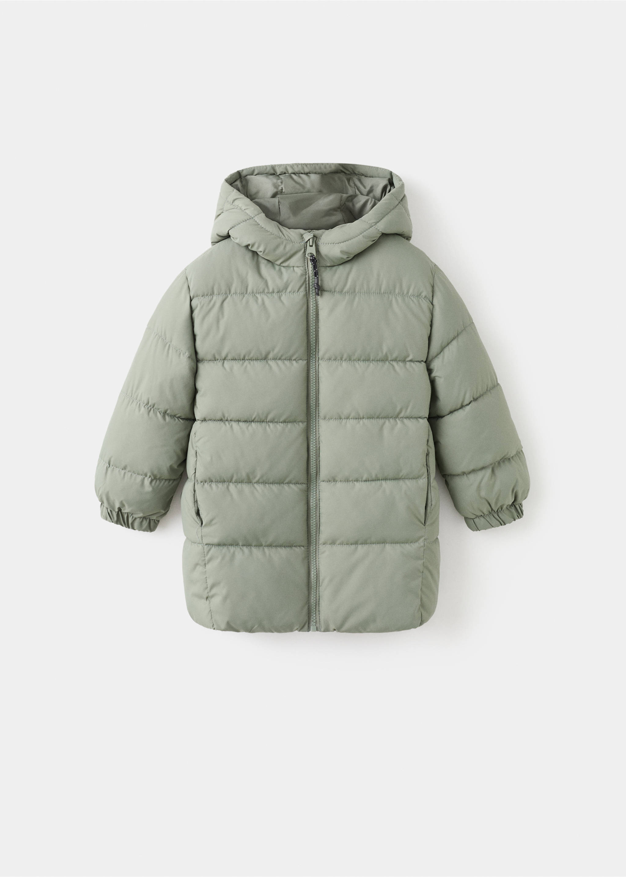 Lange gewatteerde anorak met capuchon - Artikel zonder model, Pastelgroen. Ref: 17053791-00.