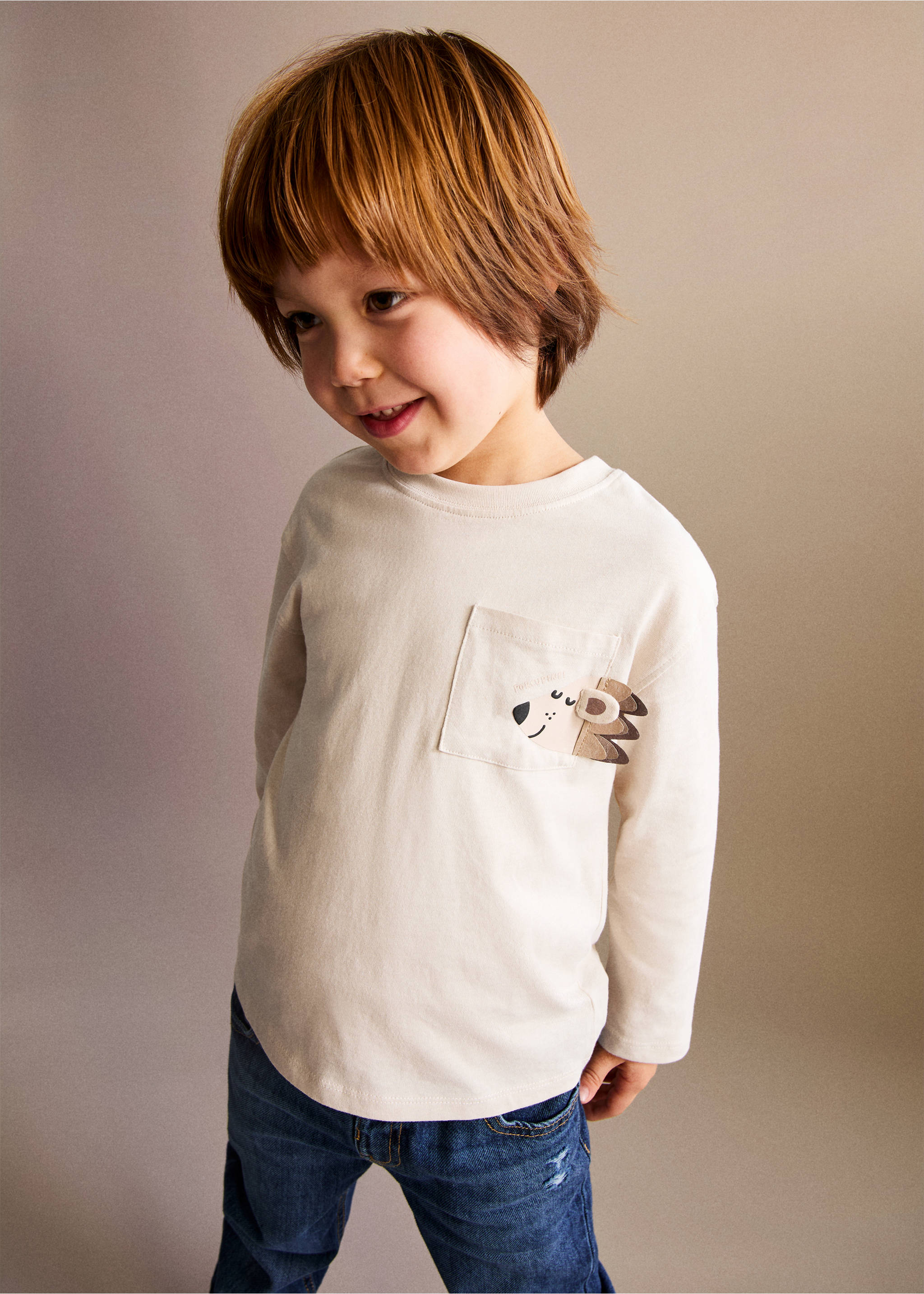 Embroidered animal t-shirt - General plane, Sand. Ref: 17053793-00.