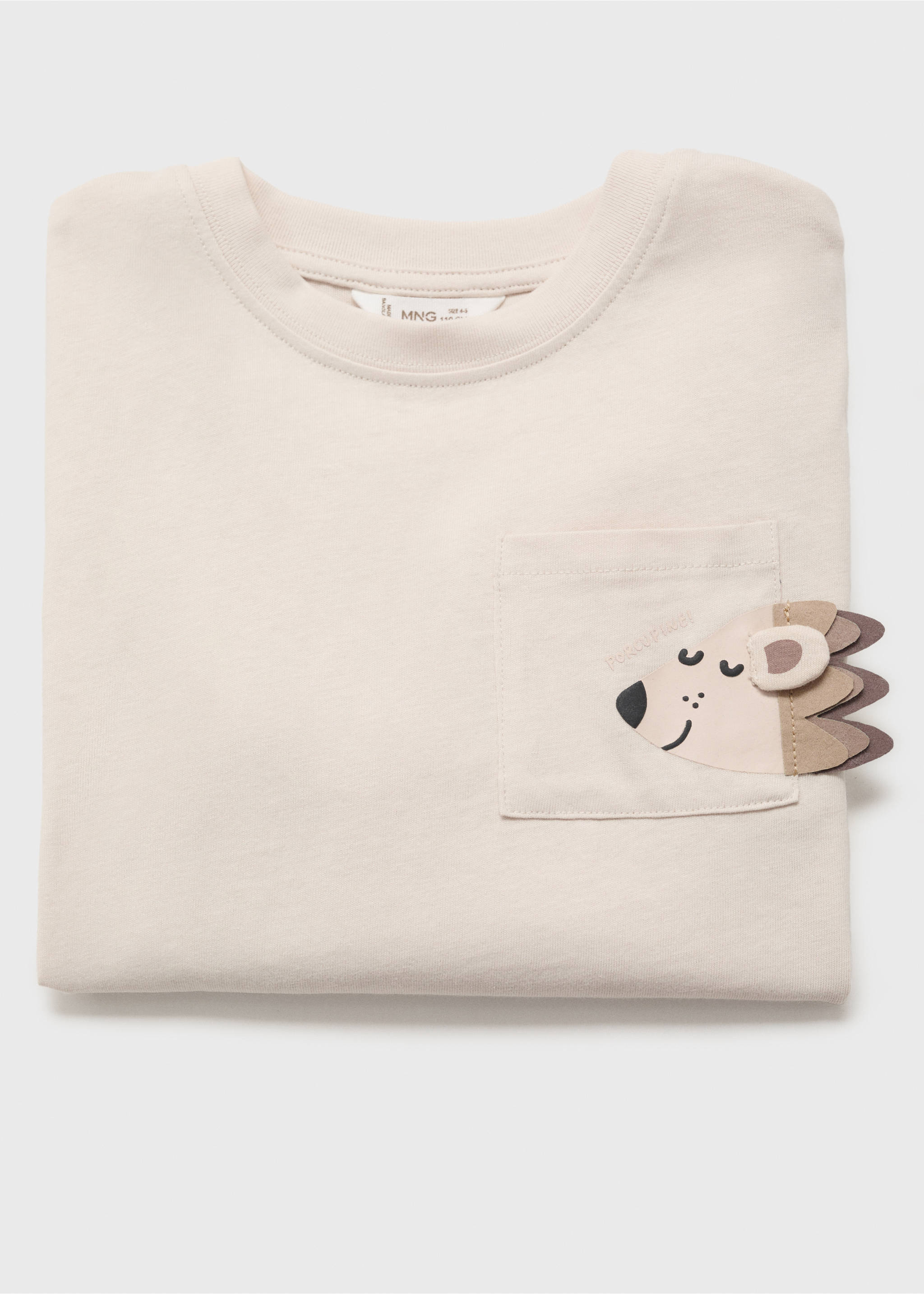 Embroidered animal t-shirt - Details of the article 8, Sand. Ref: 17053793-00.