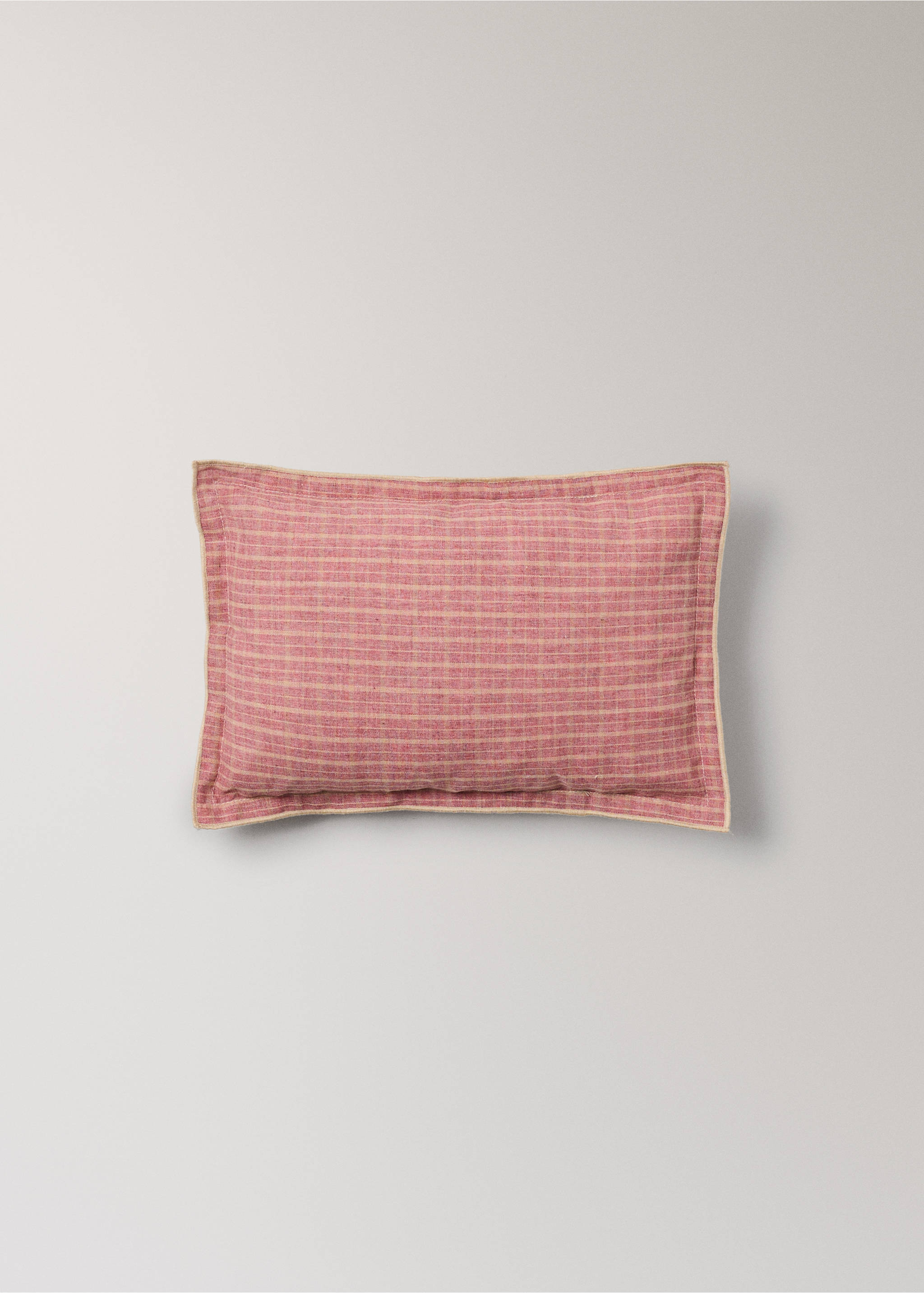 Children's cushion cover with check pattern and overlock stitching 20x30 cm - Article without model, Medium Pink. Ref: 17053824-00.