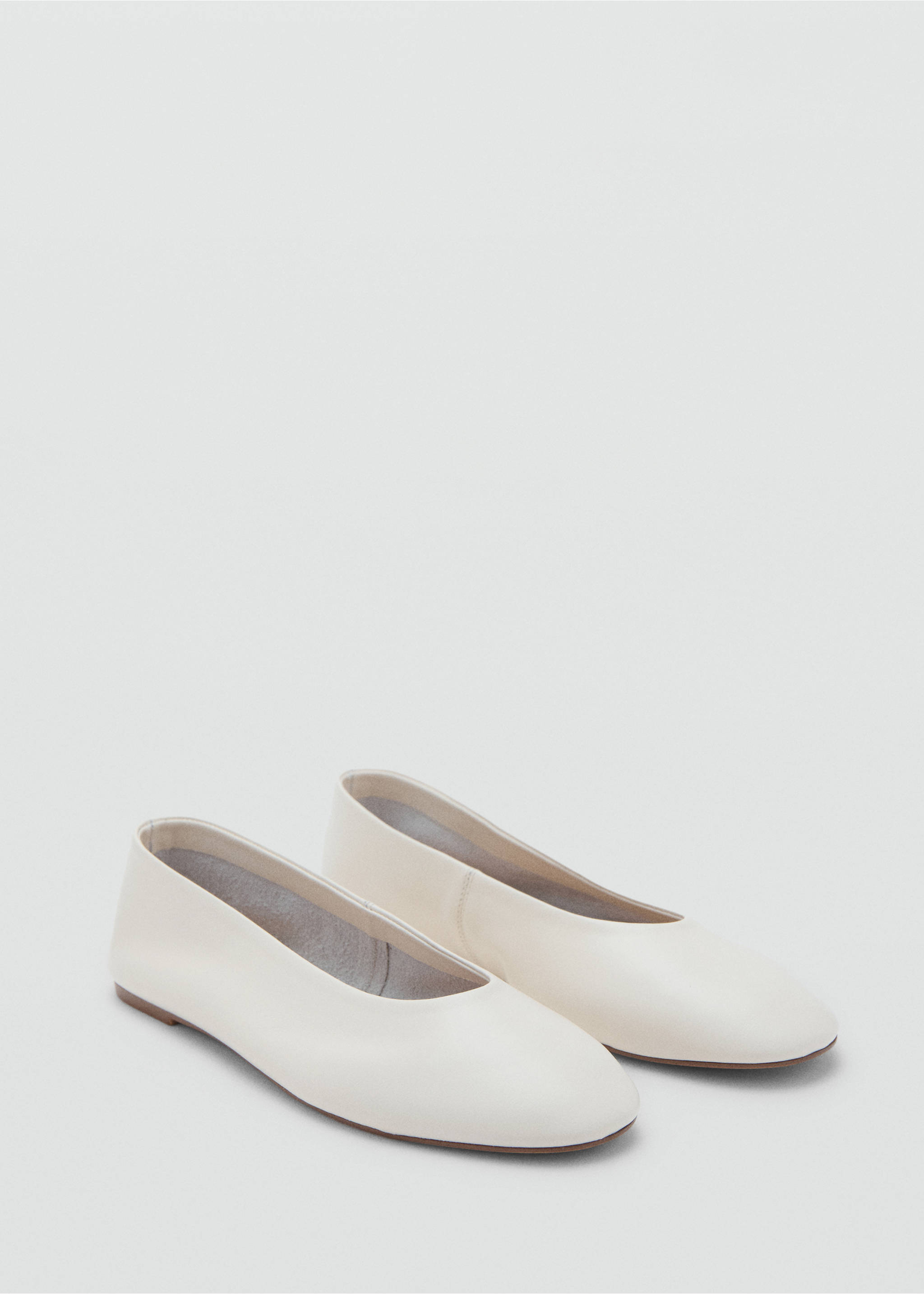 Leather ballet flats - Medium plane, Ecru. Ref: 17053828-00.
