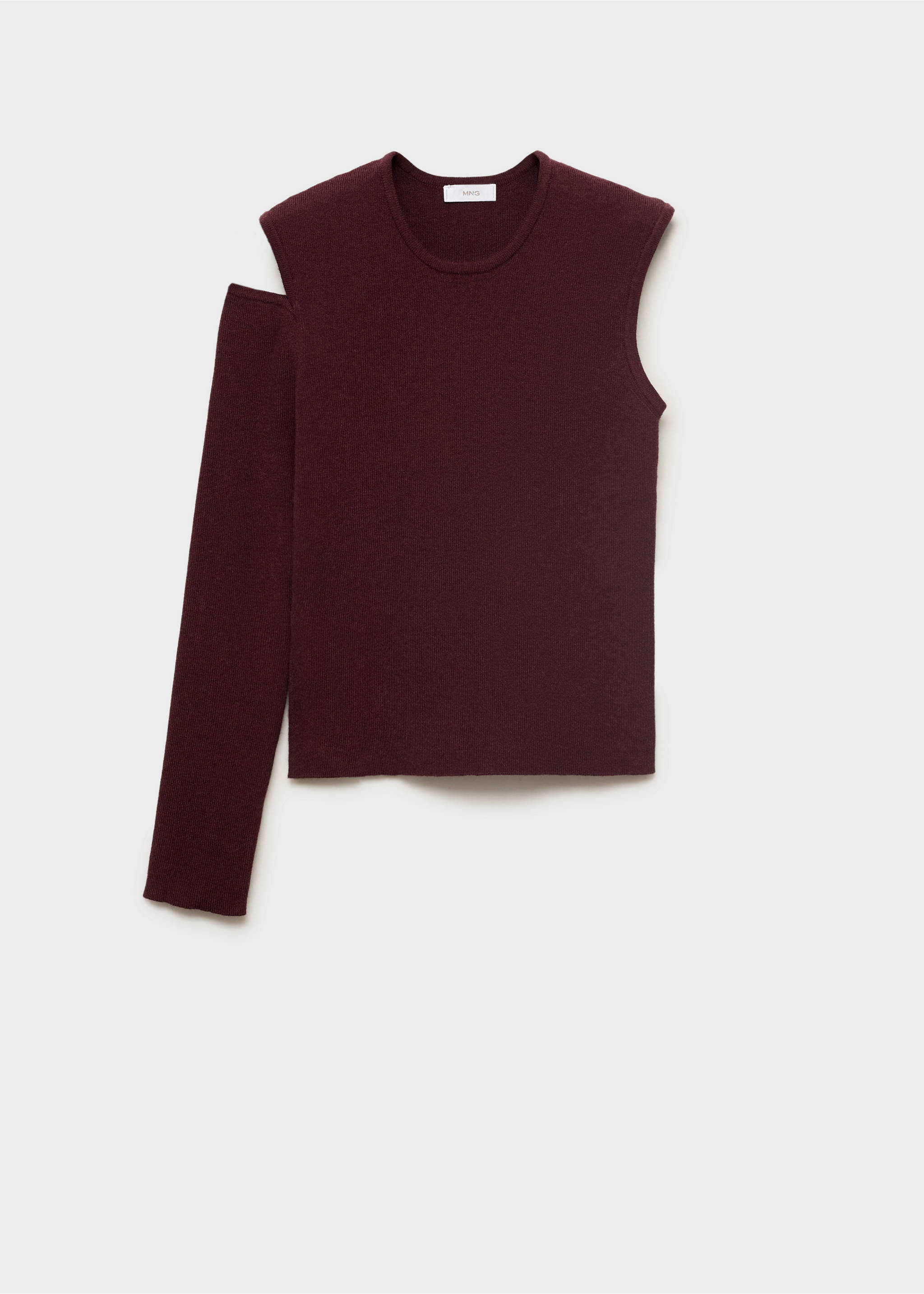 Asymmetrical t-shirt with cut-out - Article without model, Maroon. Ref: 17054074-00.