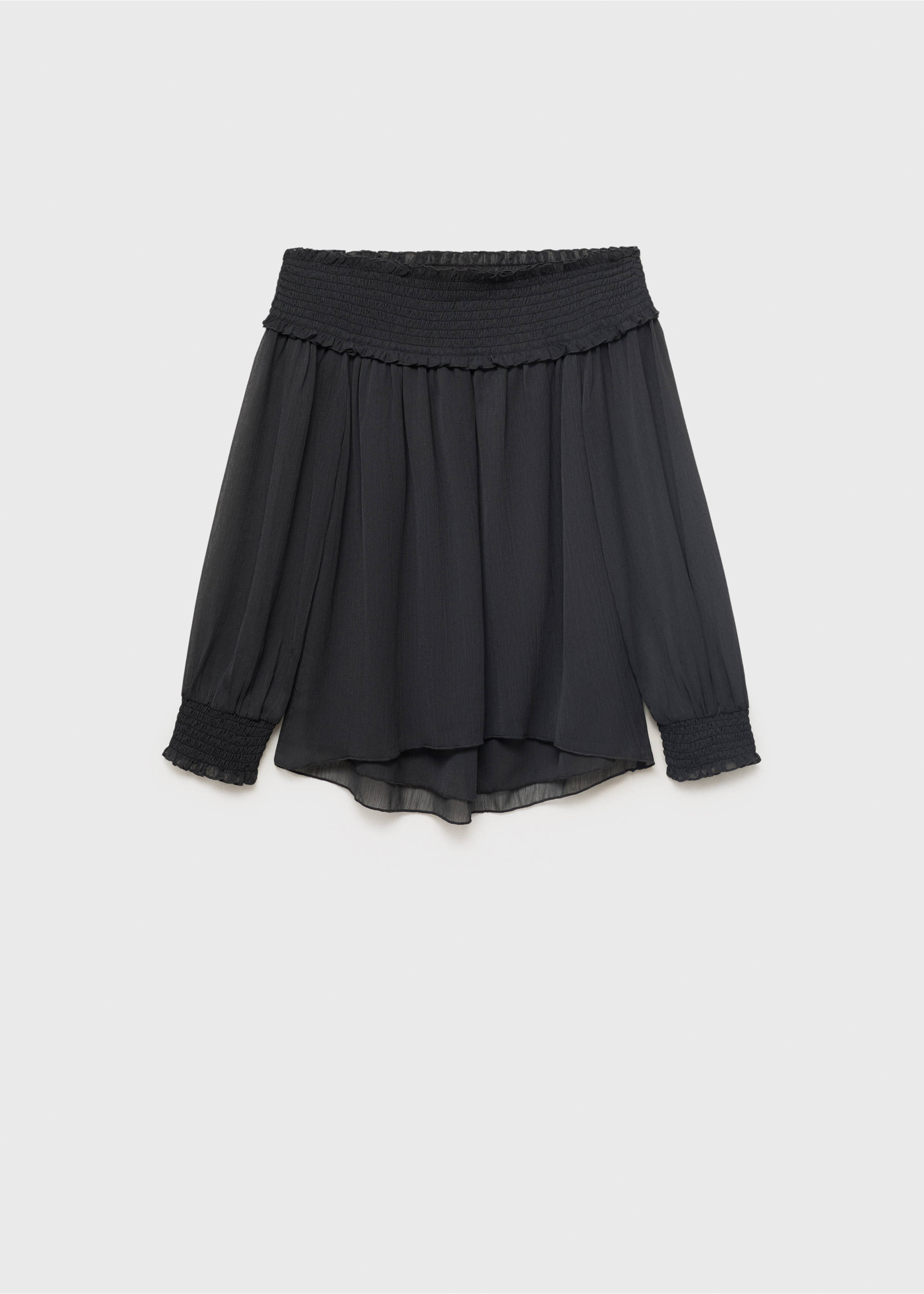 Strapless blouse with ruffled panel - Article without model, Charcoal. Ref: 17054078-00.