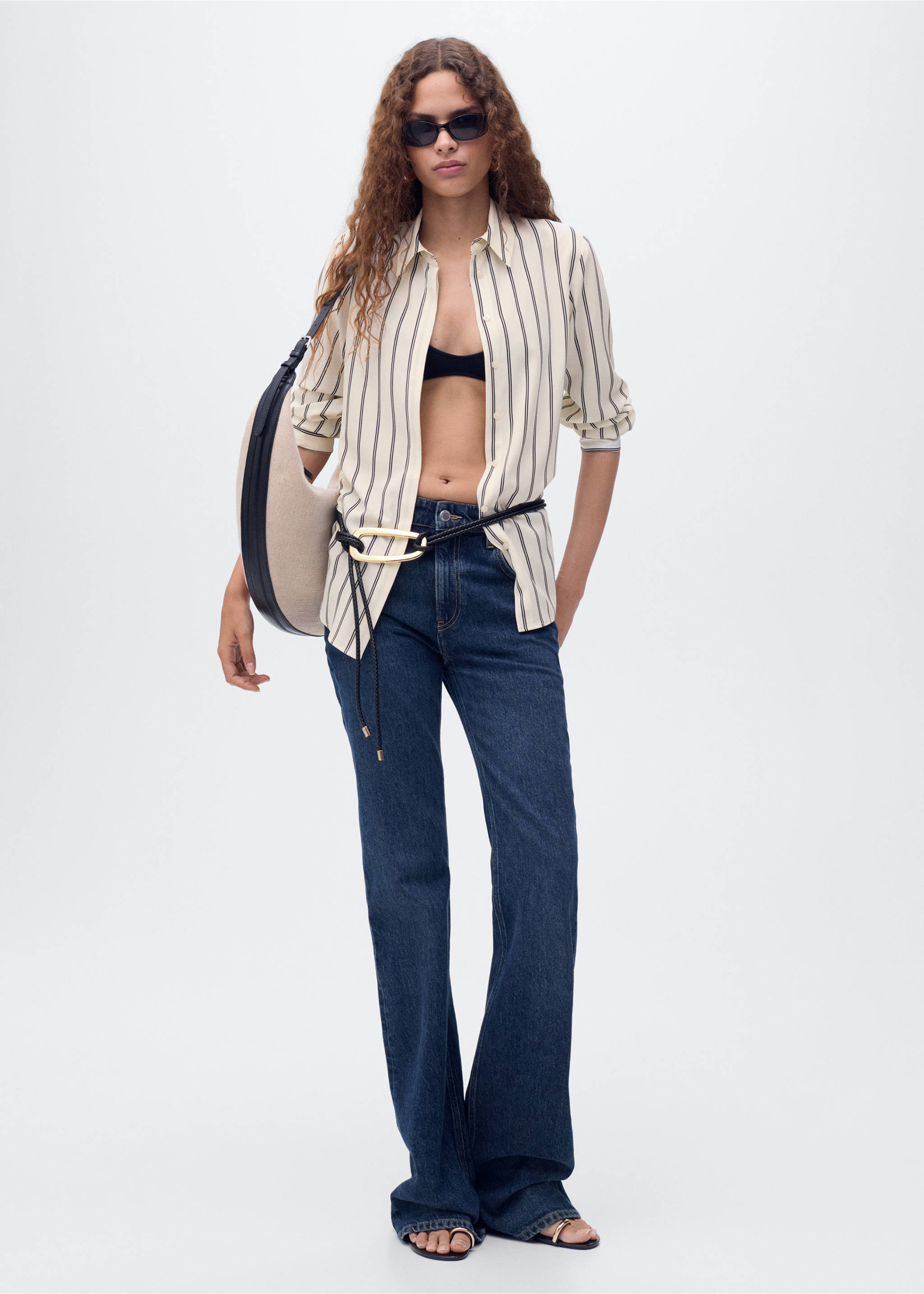 Fluid long-sleeved blouse - General plane, Ecru. Ref: 17054079-00.