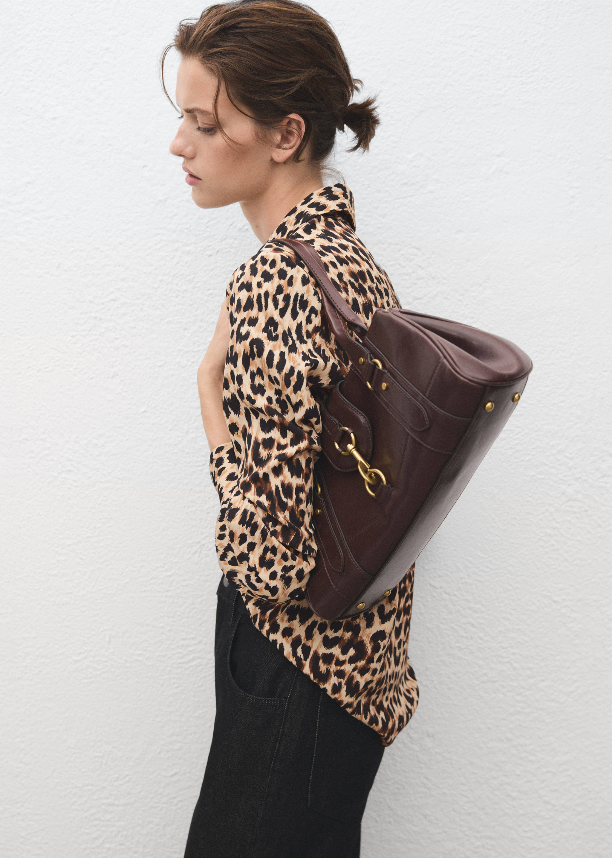 Fluid long-sleeved blouse - Medium plane, Brown. Ref: 17054079-00.