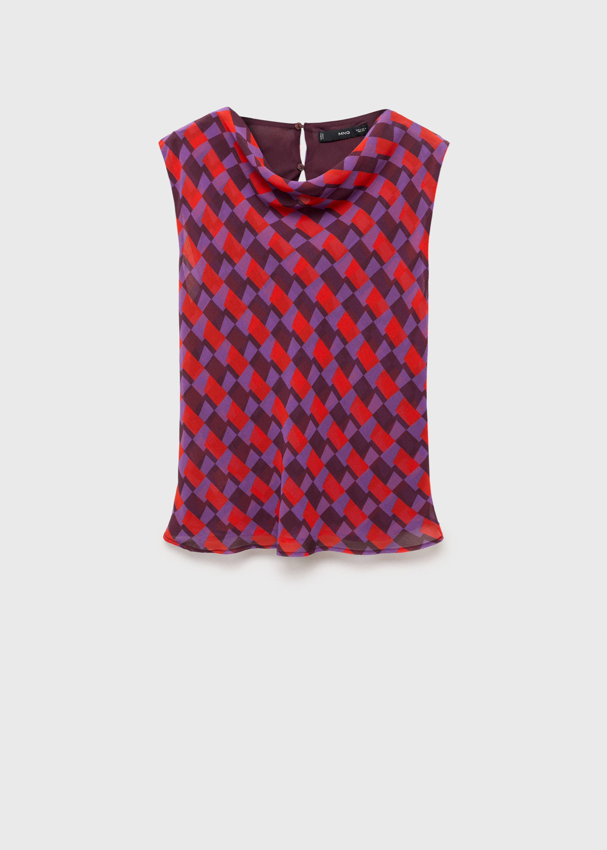 Printed blouse with draped collar - Article without model