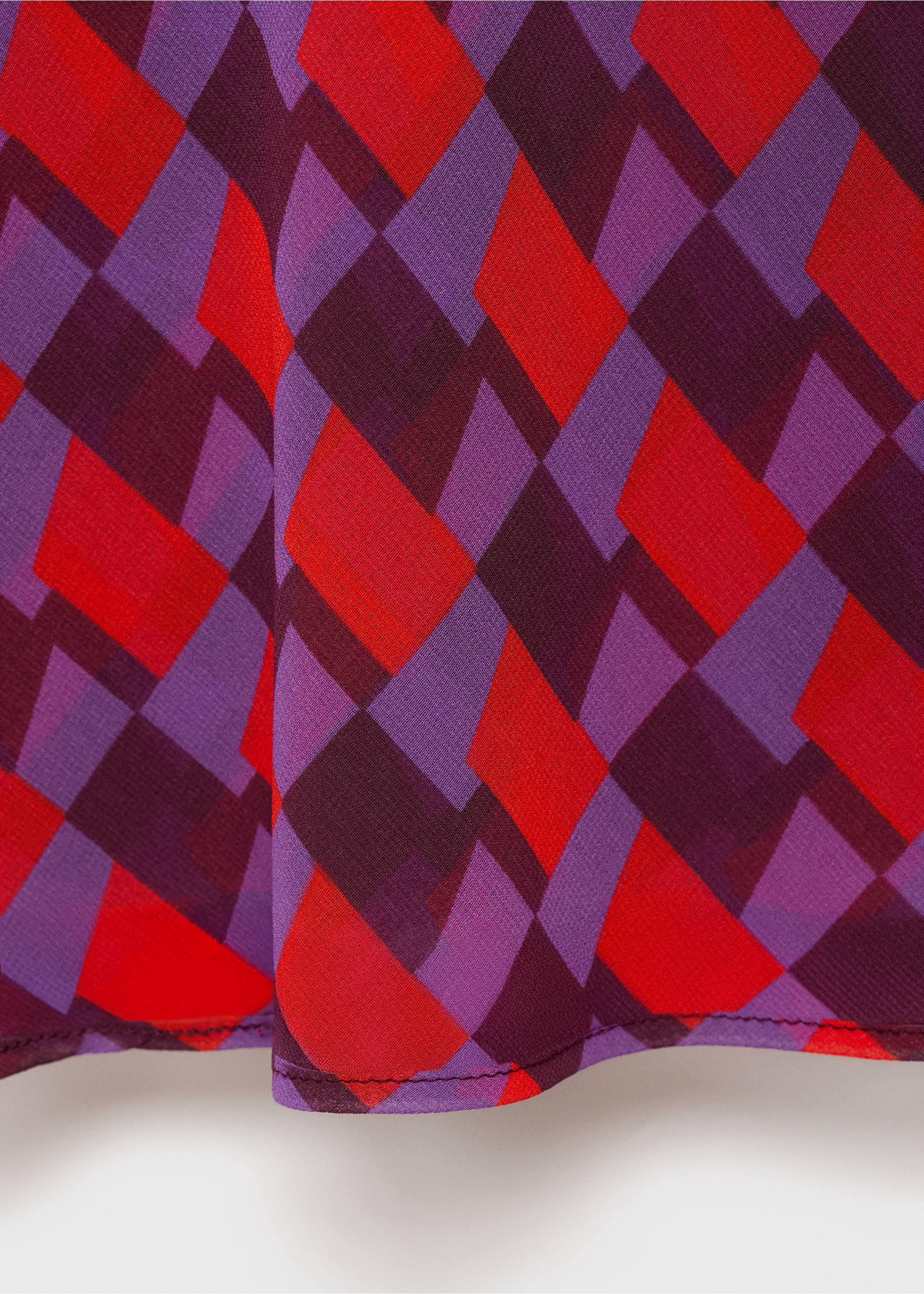Printed blouse with draped collar - Details of the article 0, Violet. Ref: 17054085-00.