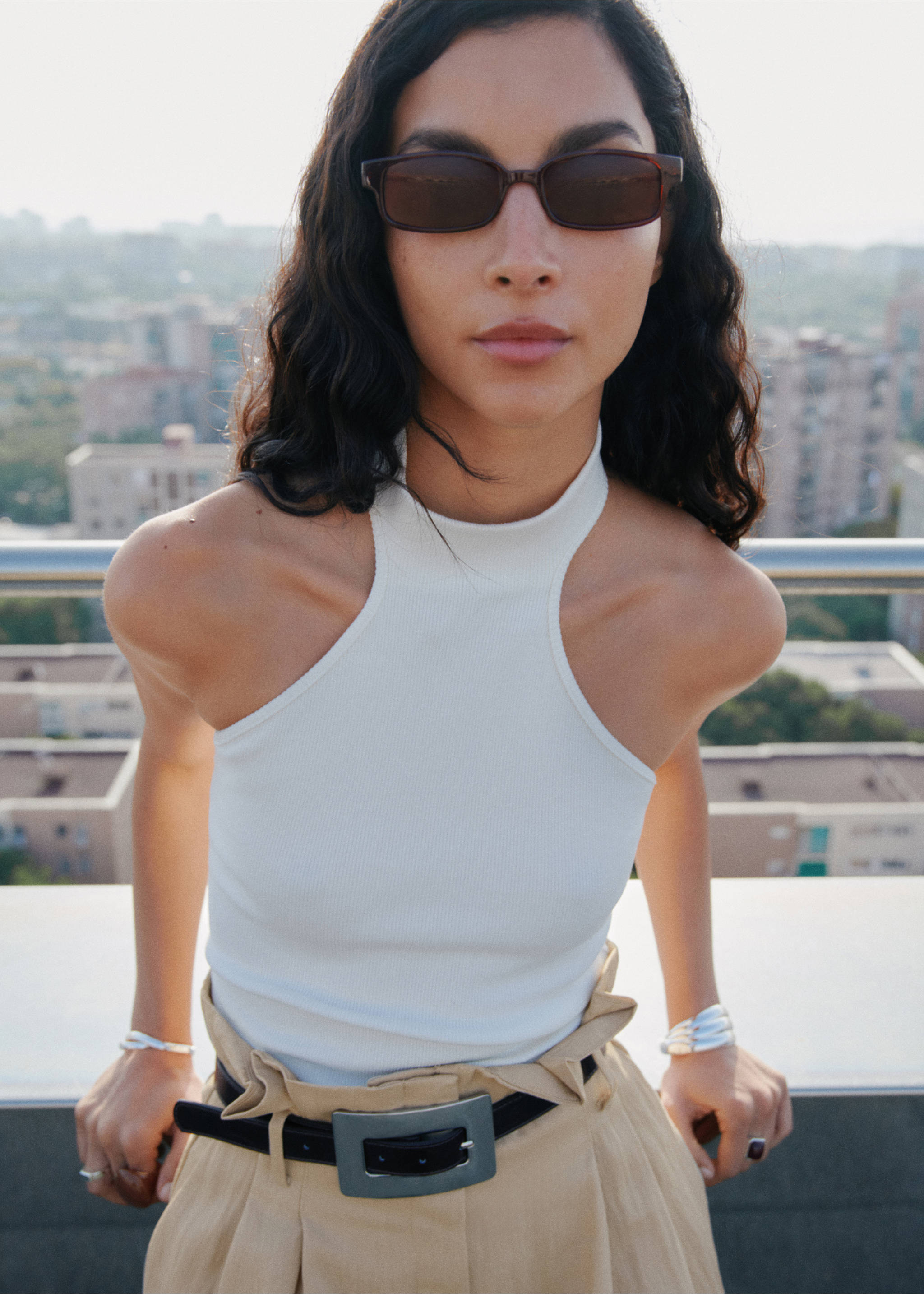 Rectangular-frame sunglasses - General plane, Brown. Ref: 17054087-00.