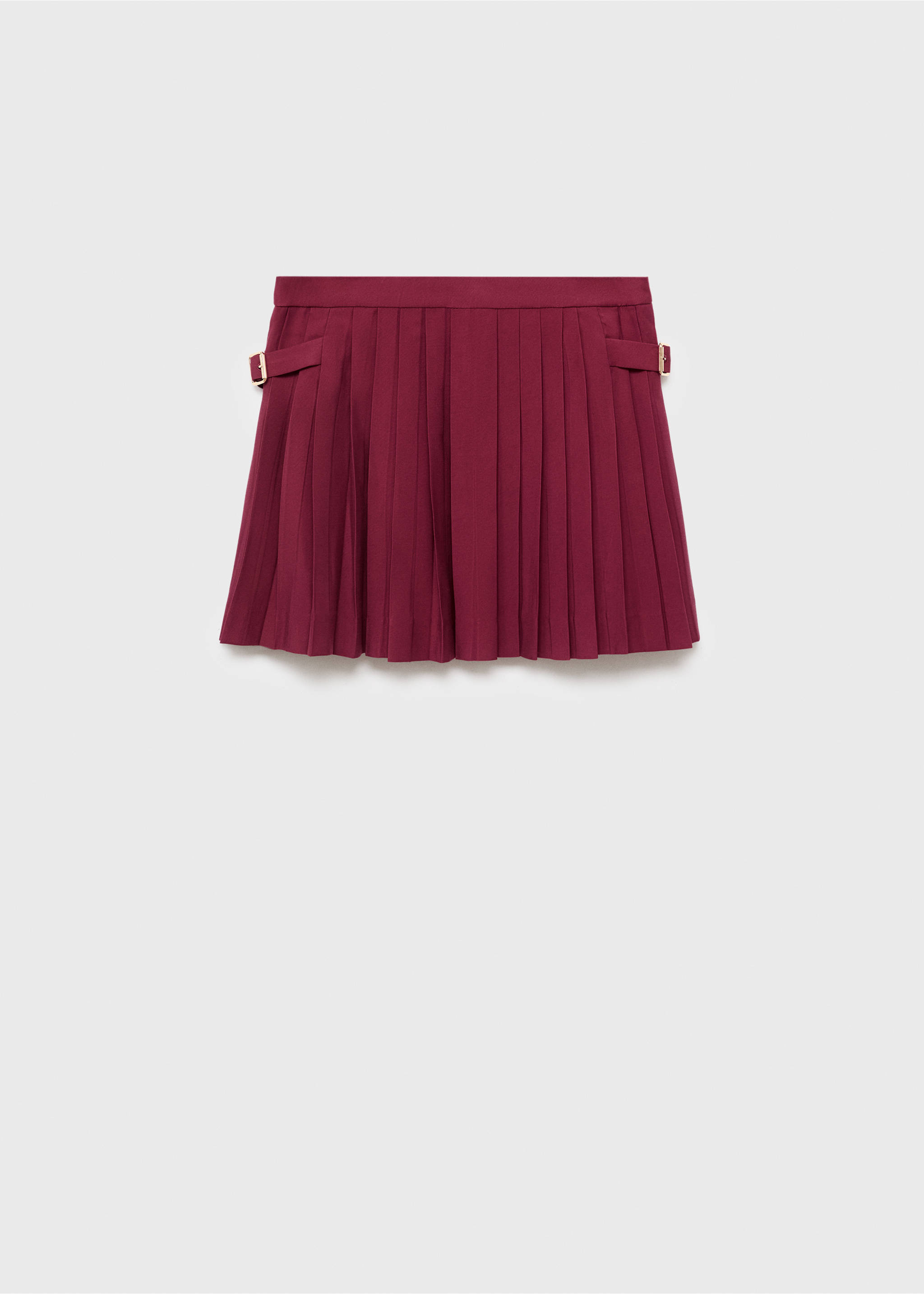 Pleated skirt with buckles - Article without model, Maroon. Ref: 17054090-00.