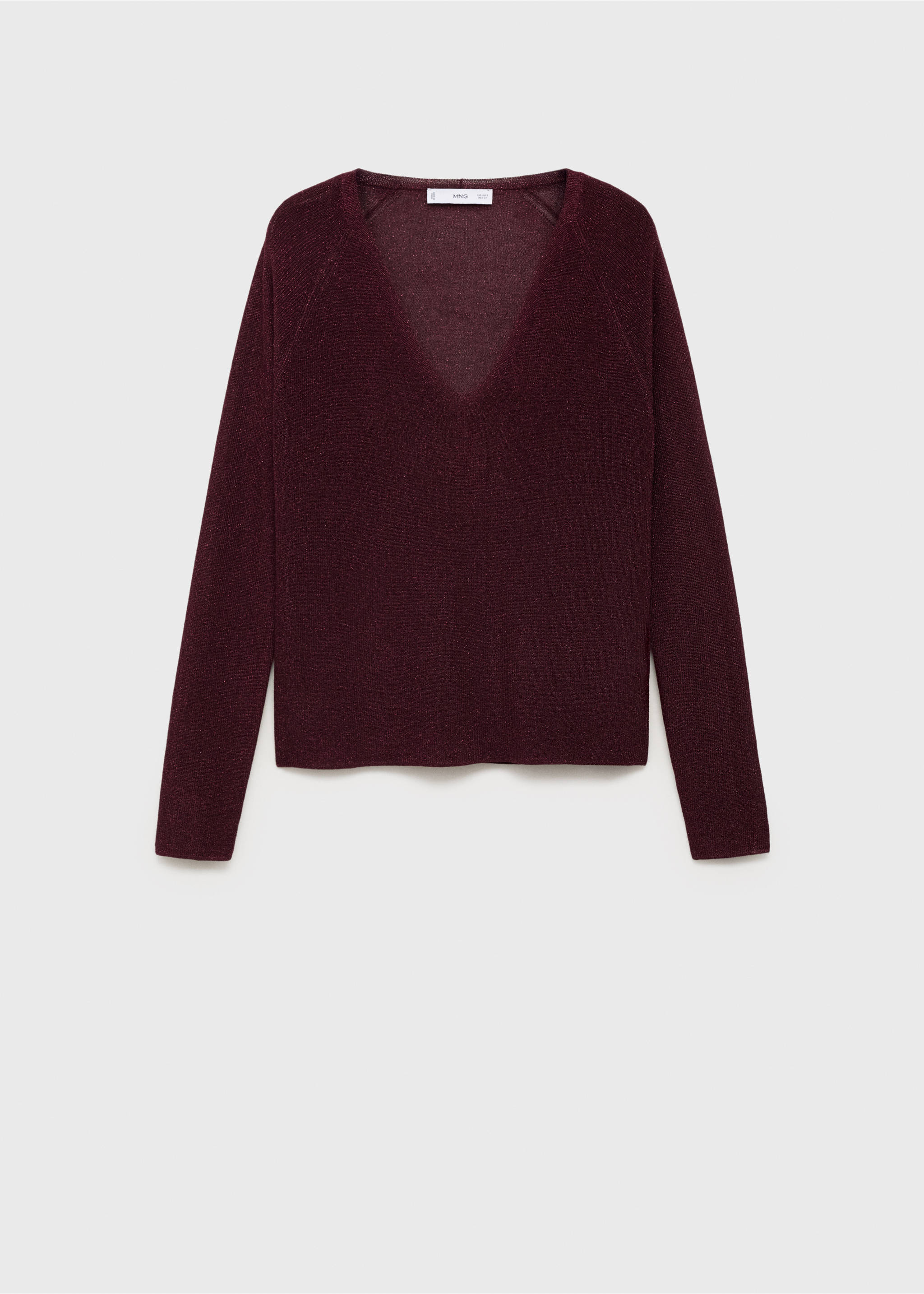 V-neck lurex sweater - Article without model, Wine. Ref: 17054091-00.