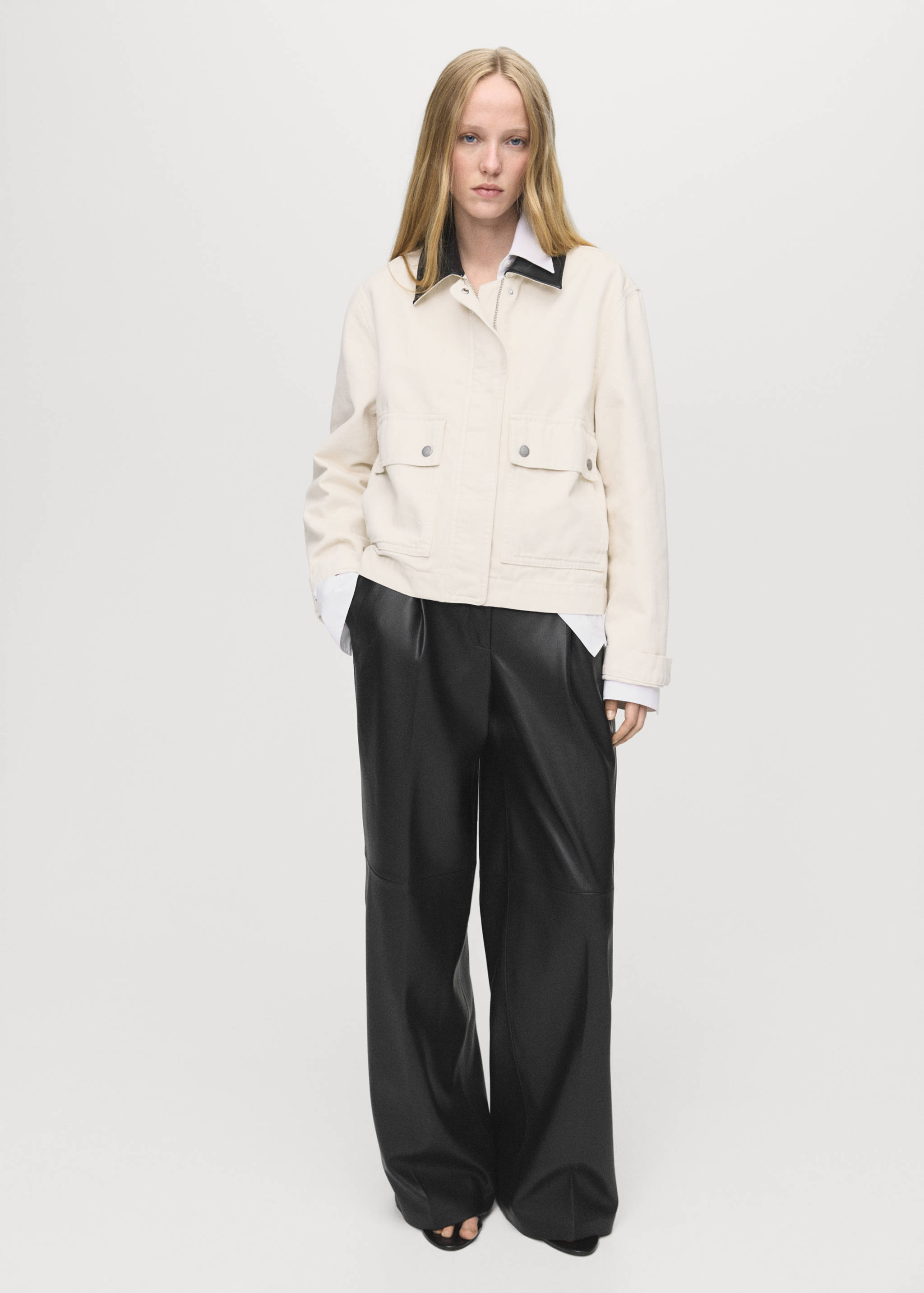 Denim parka with contrasting collar - General plane