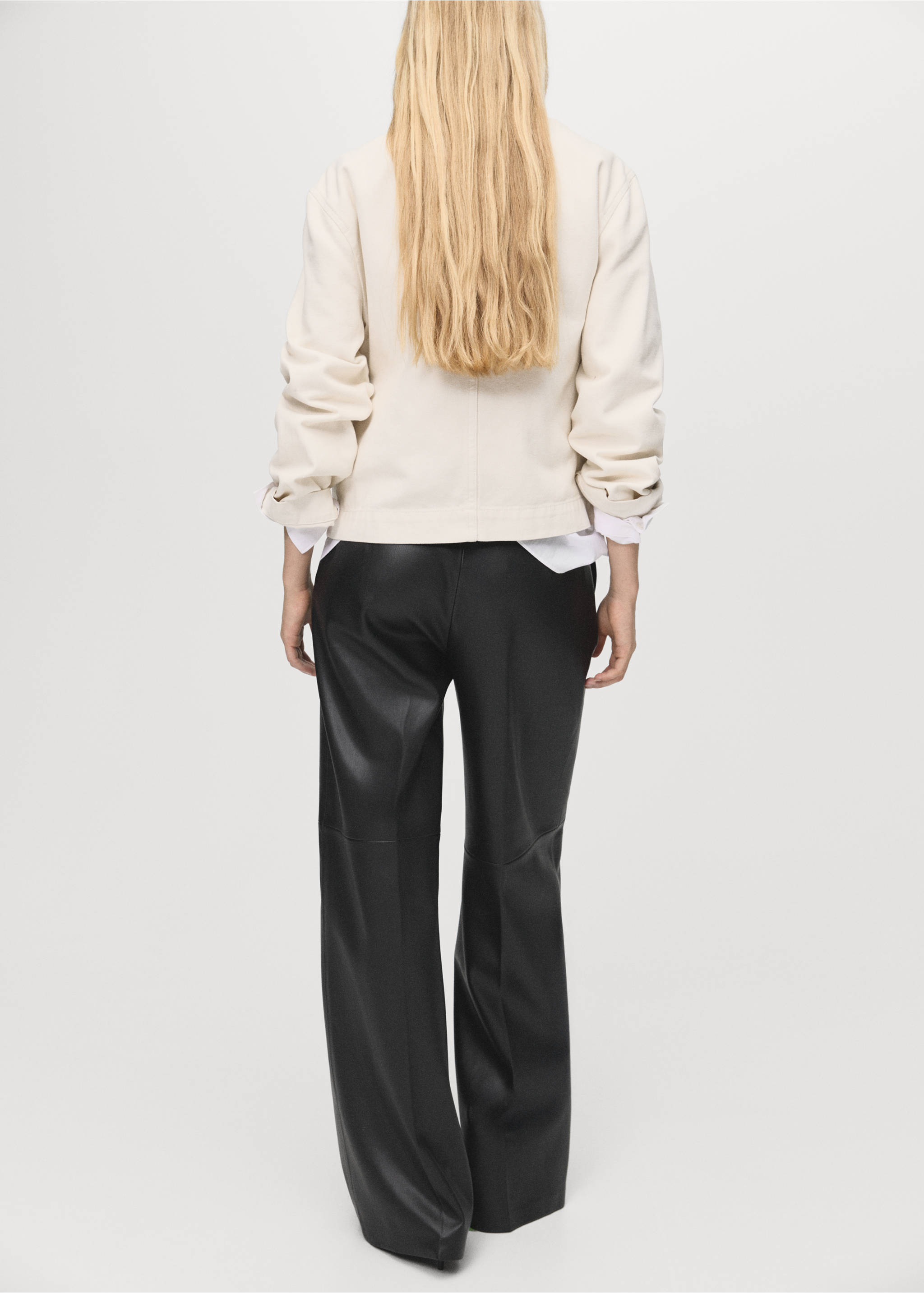 Denim parka with contrasting collar - Reverse of the article, Ecru. Ref: 17054092-00.