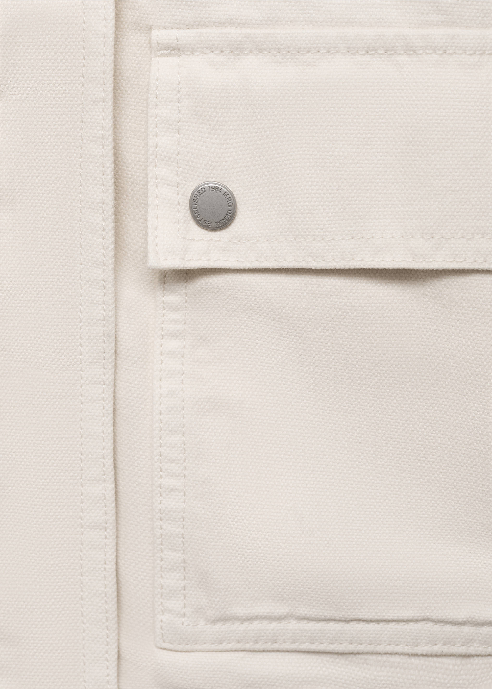 Denim parka with contrasting collar - Details of the article 0, Ecru. Ref: 17054092-00.