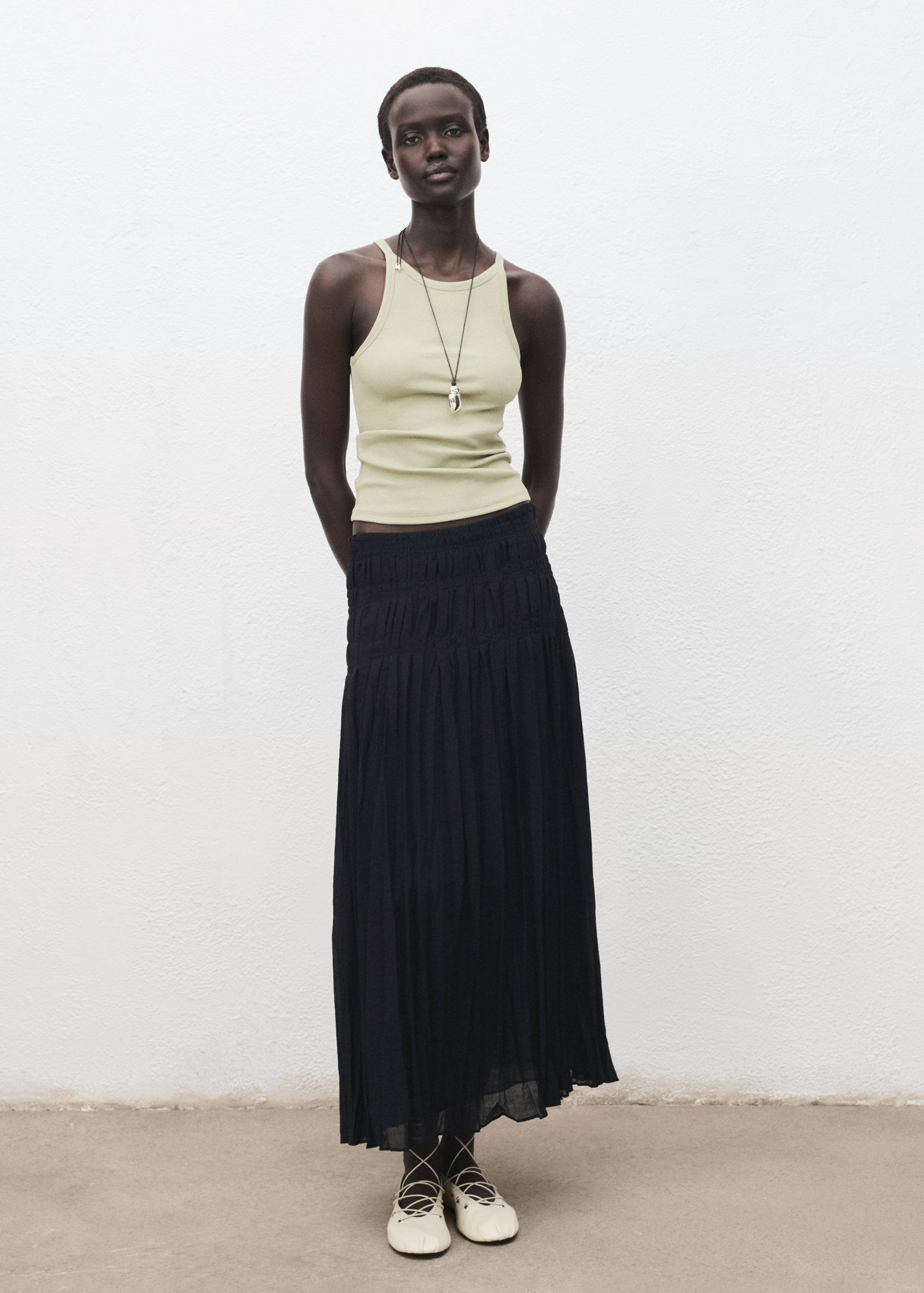 Ribbed cotton-blend top - General plane