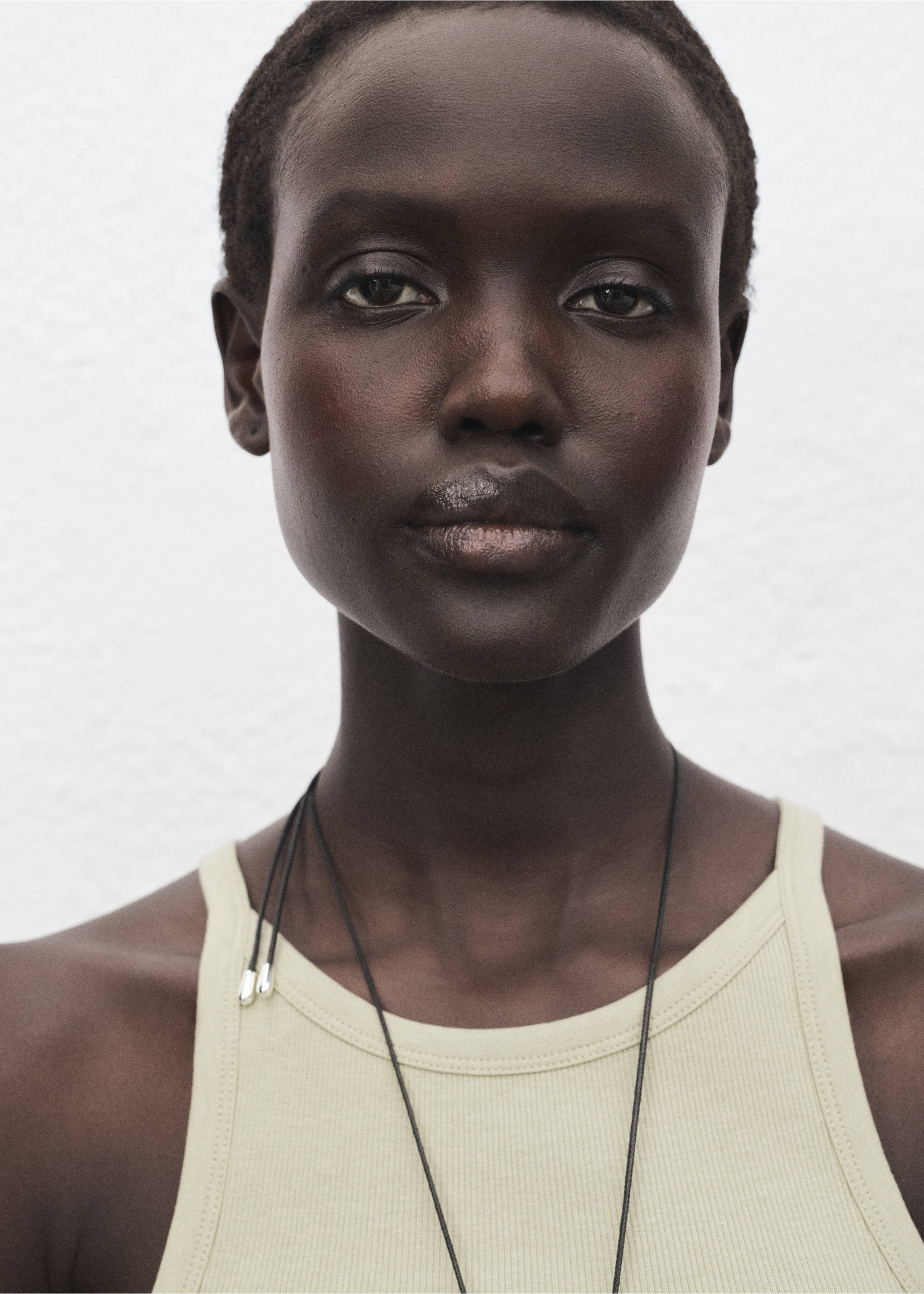 Ribbed cotton-blend top - Details of the article 1, Khaki. Ref: 17054096-00.