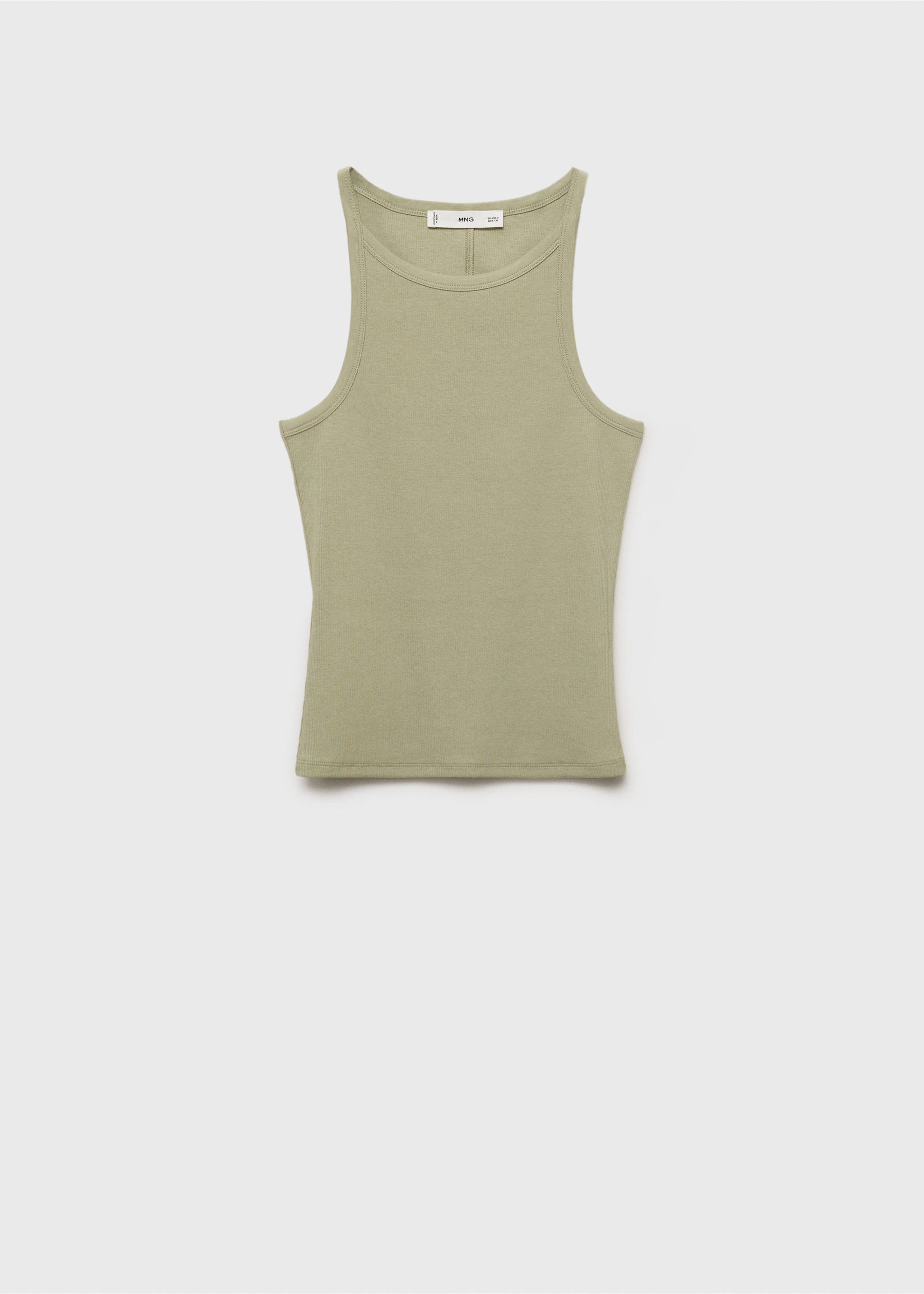 Ribbed cotton-blend top - Article without model, Khaki. Ref: 17054096-00.