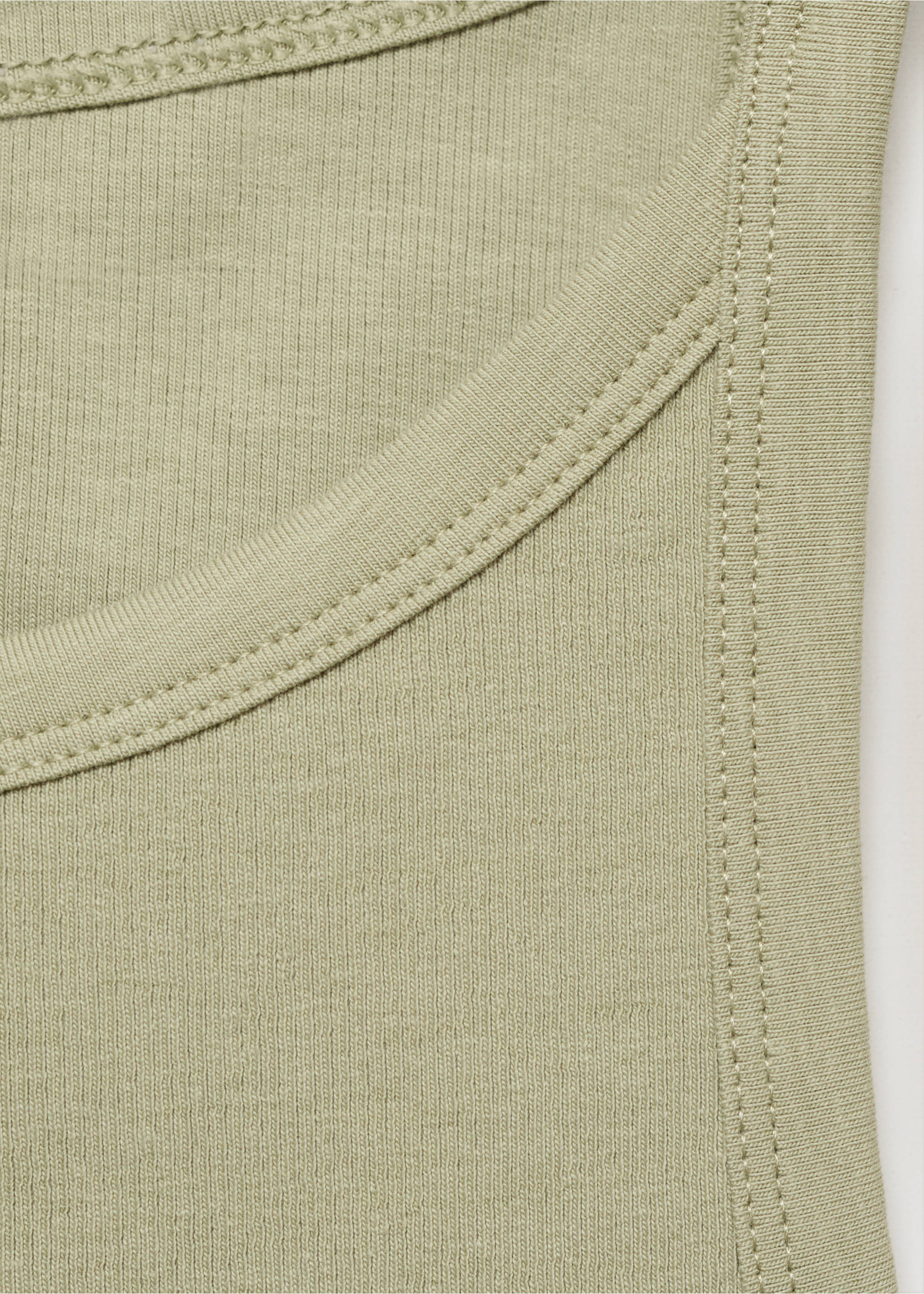 Ribbed cotton-blend top - Details of the article 8, Khaki. Ref: 17054096-00.