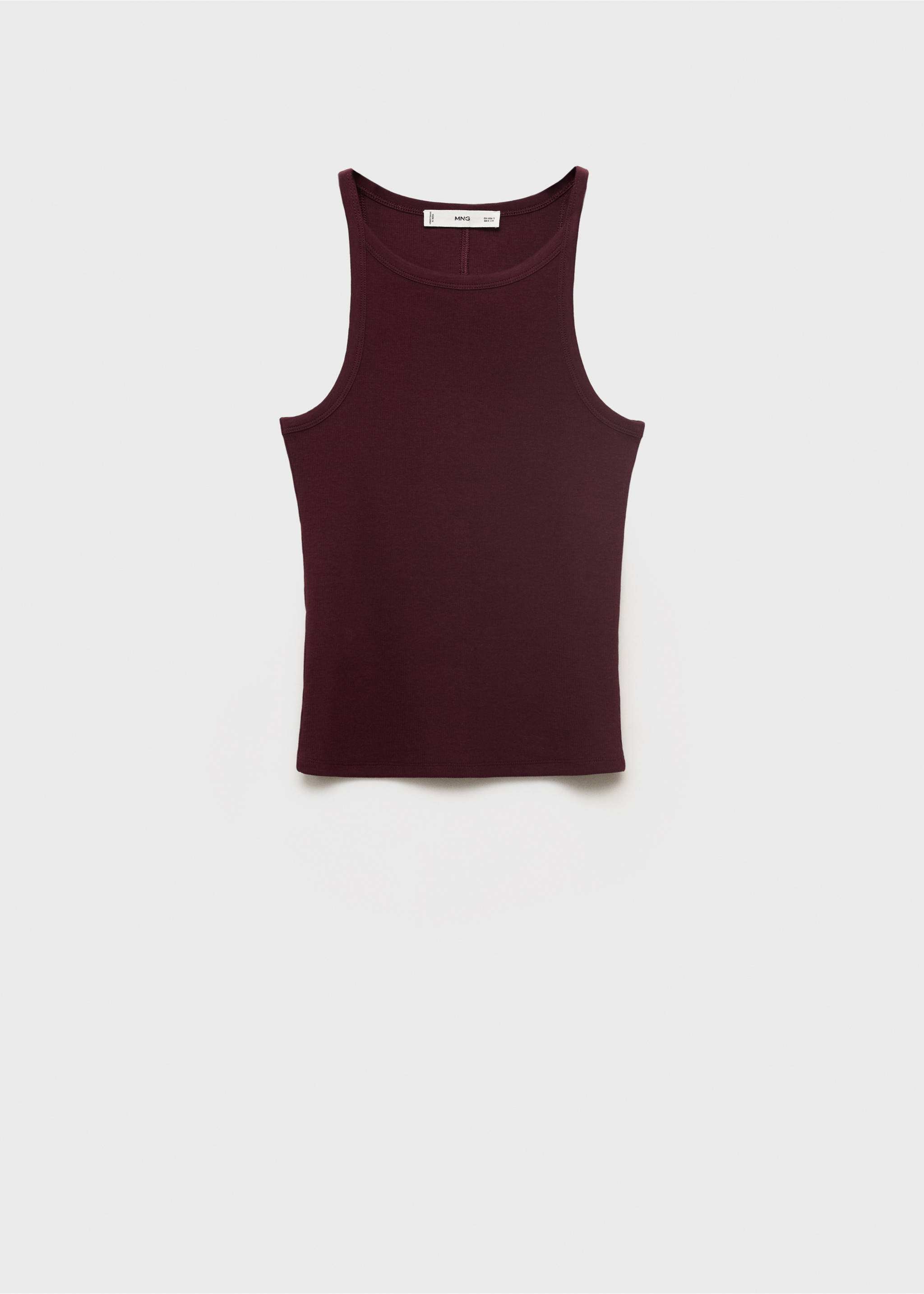 Ribbed cotton-blend top - Article without model, Burgundy. Ref: 17054096-00.