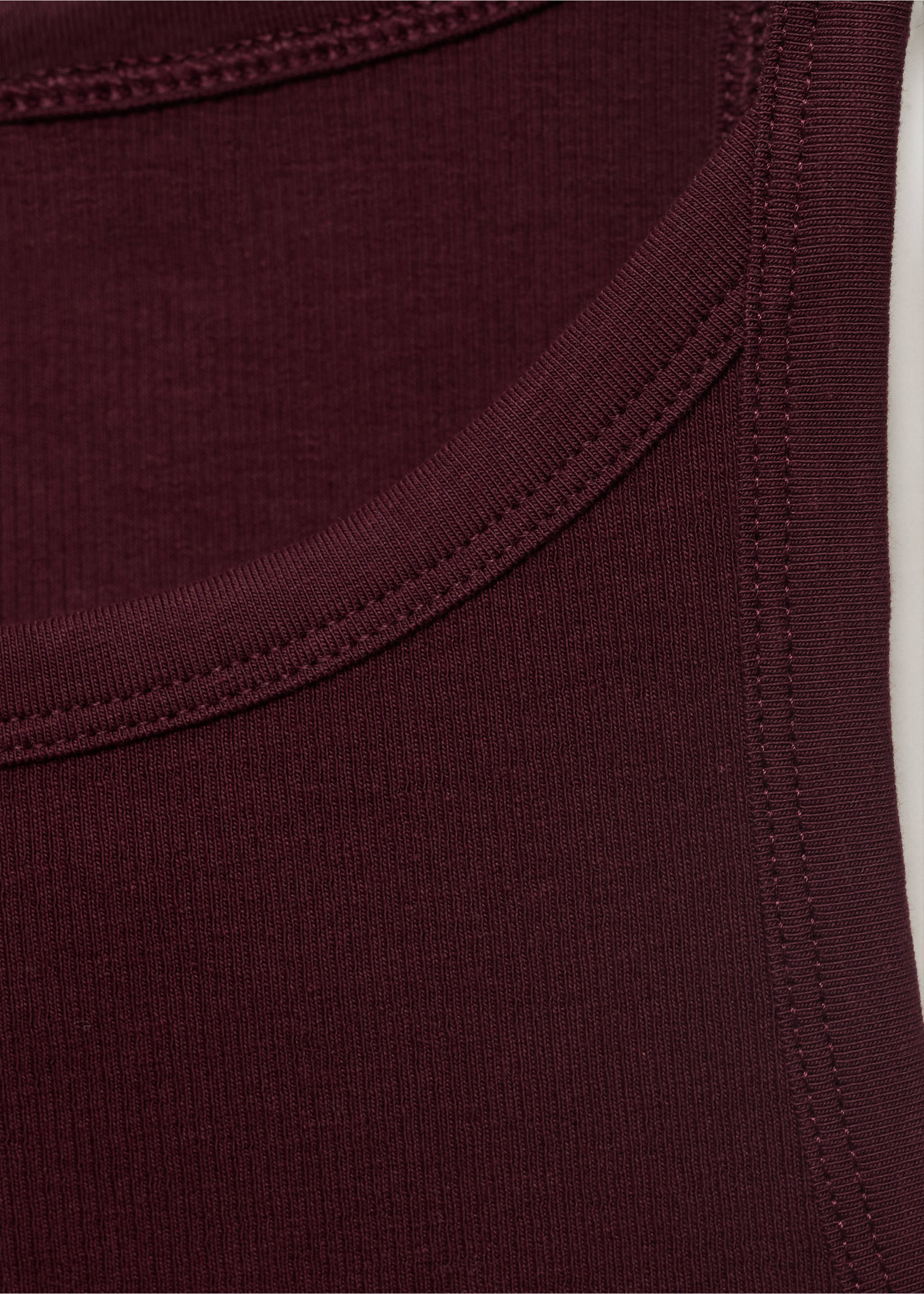 Ribbed cotton-blend top - Details of the article 8, Burgundy. Ref: 17054096-00.