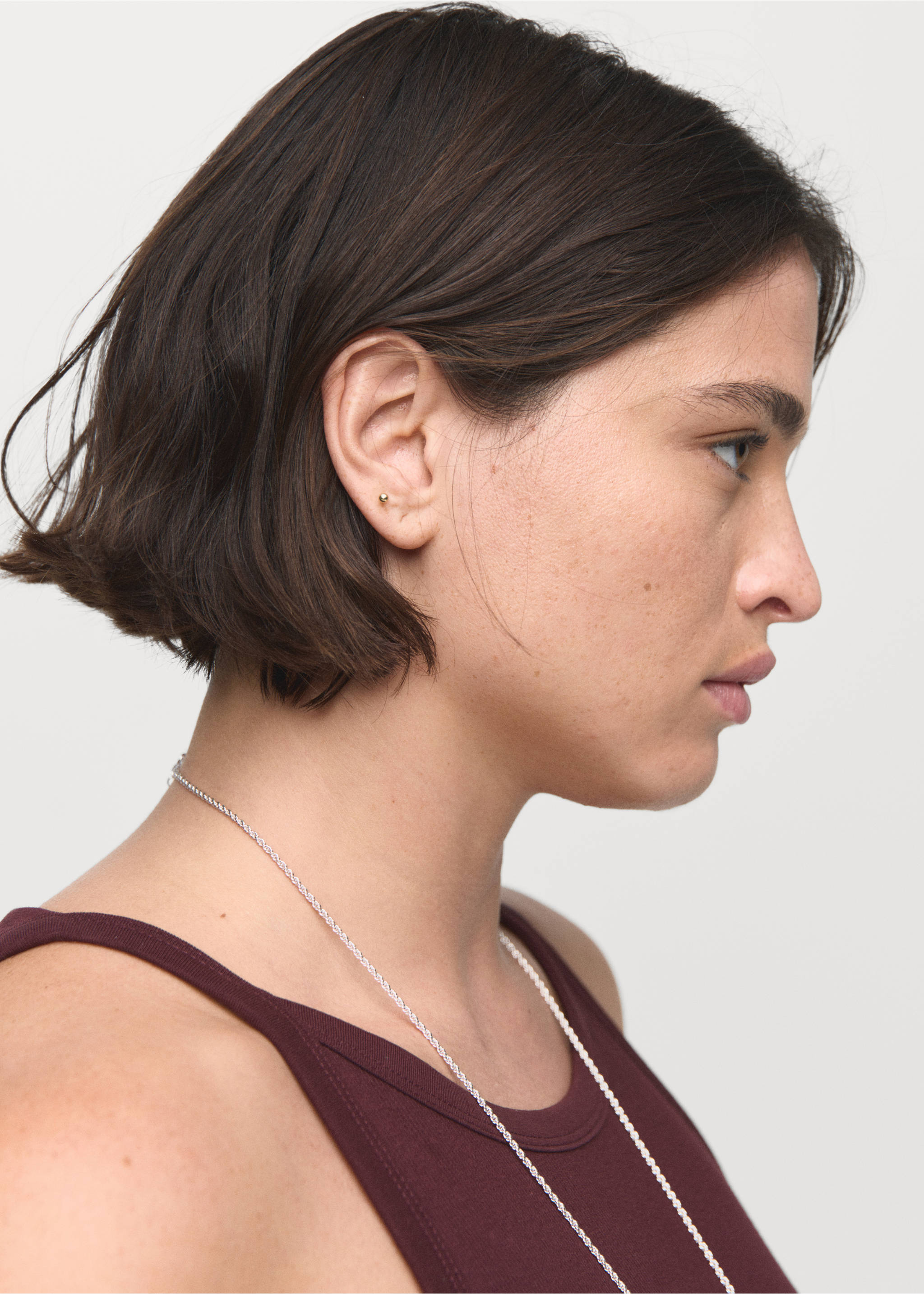 Ribbed cotton-blend top - Details of the article 4, Burgundy. Ref: 17054096-00.
