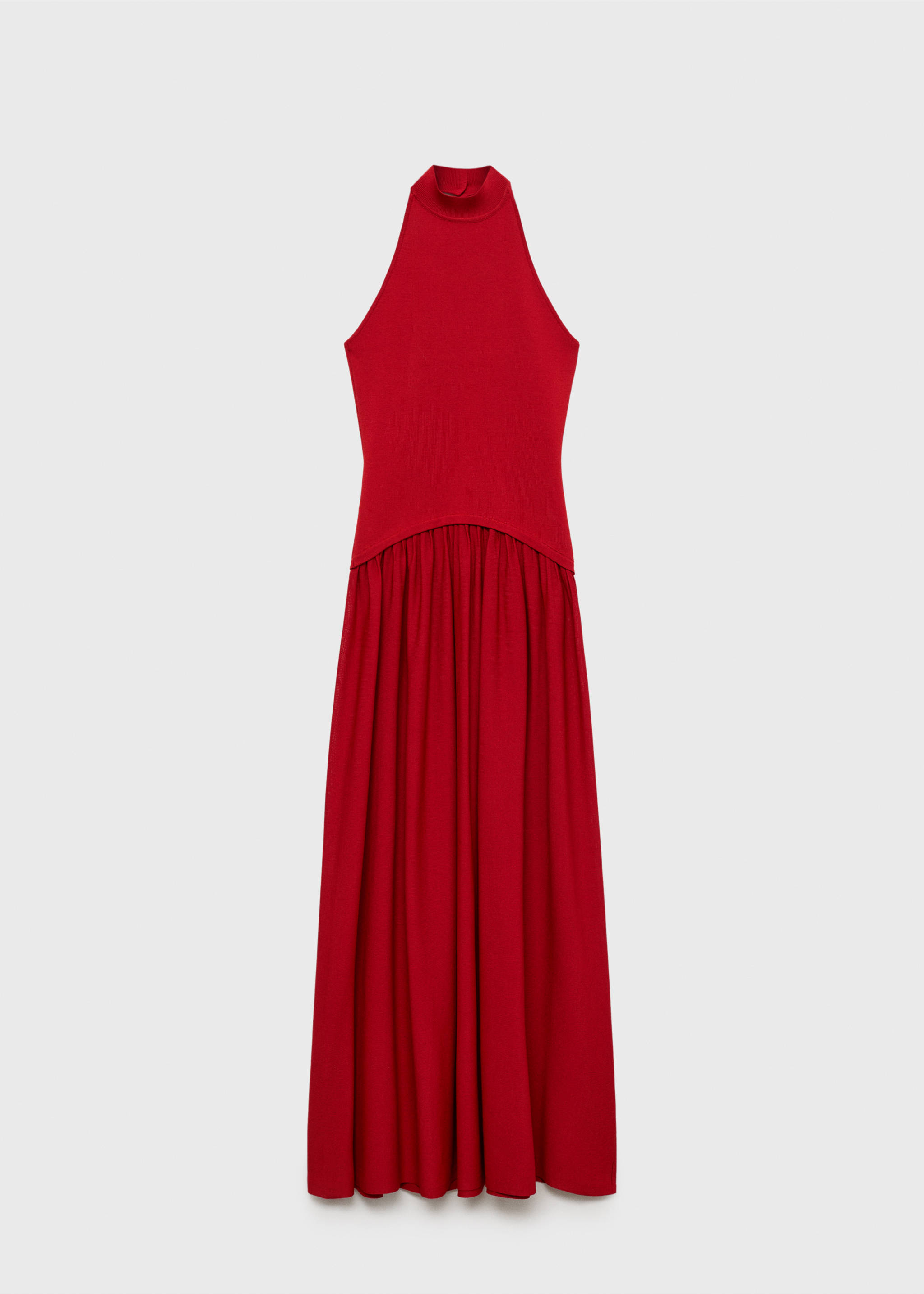 Halter-neck knitted dress - Article without model, Red. Ref: 17054098-00.