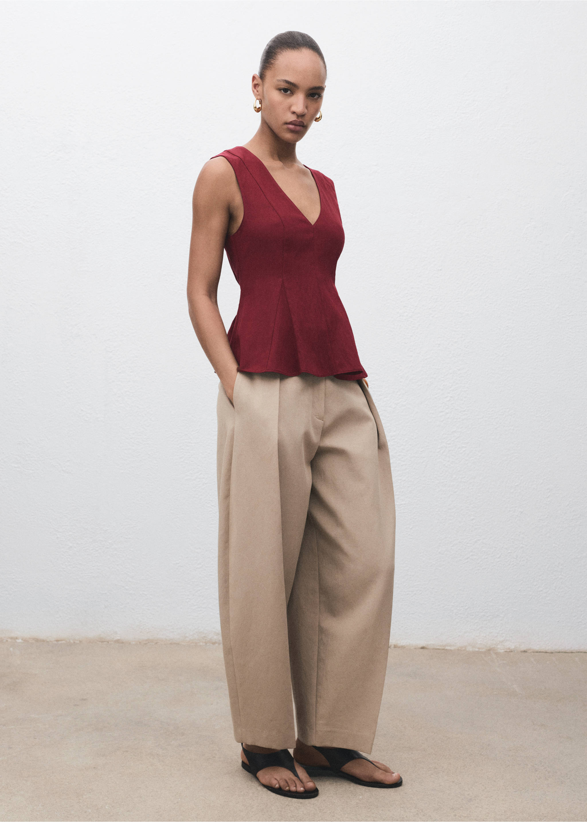 Top peplum de lionel - Plano geral, Bordeaux. Ref: 17054100-00.