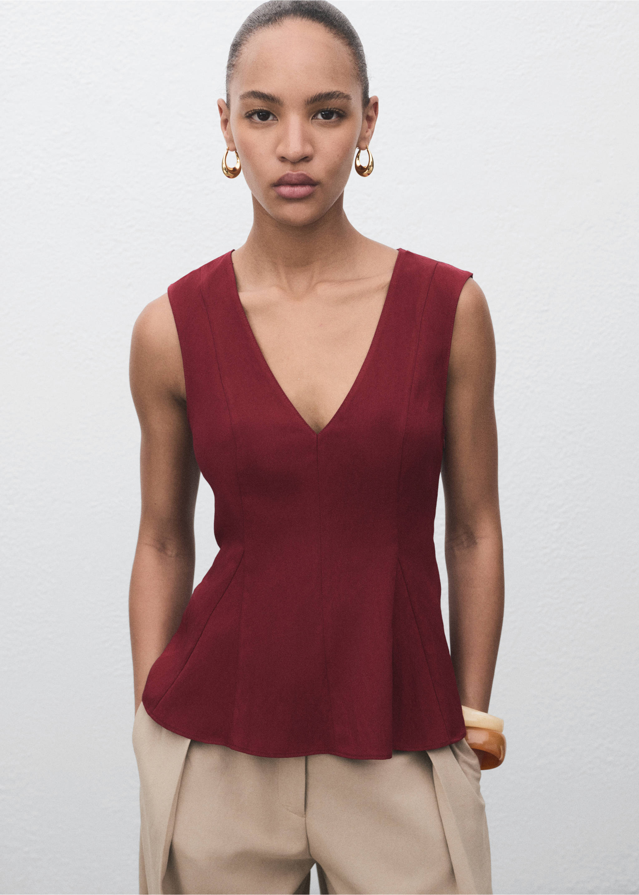 Top peplum de lionel - Plano médio, Bordeaux. Ref: 17054100-00.