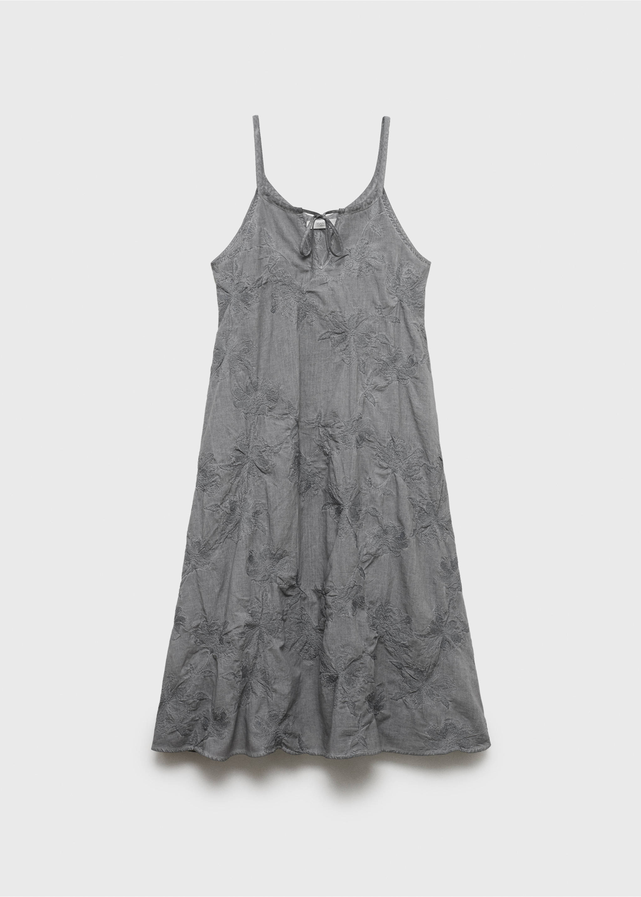 Overdyed embroidered cotton nightdress - Article without model, Medium Grey. Ref: 17054108-00.