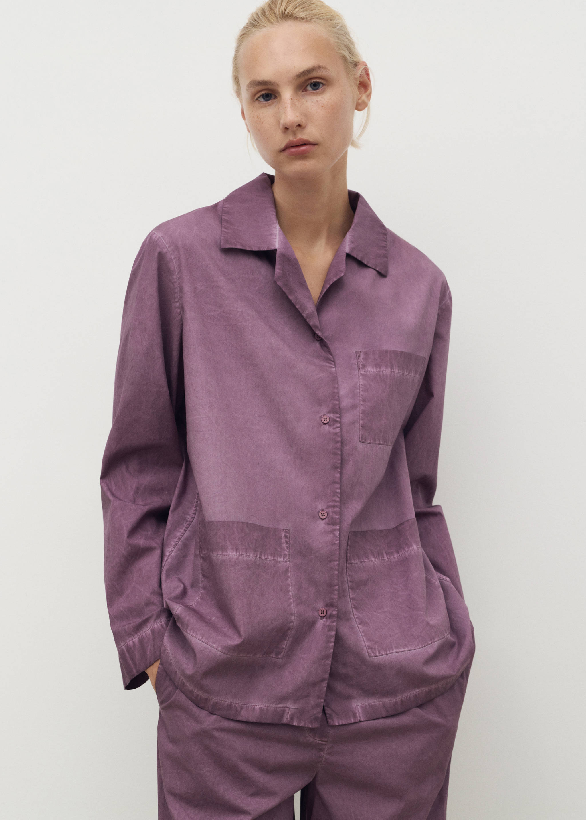 Garment-dyed cotton shirt - Medium plane