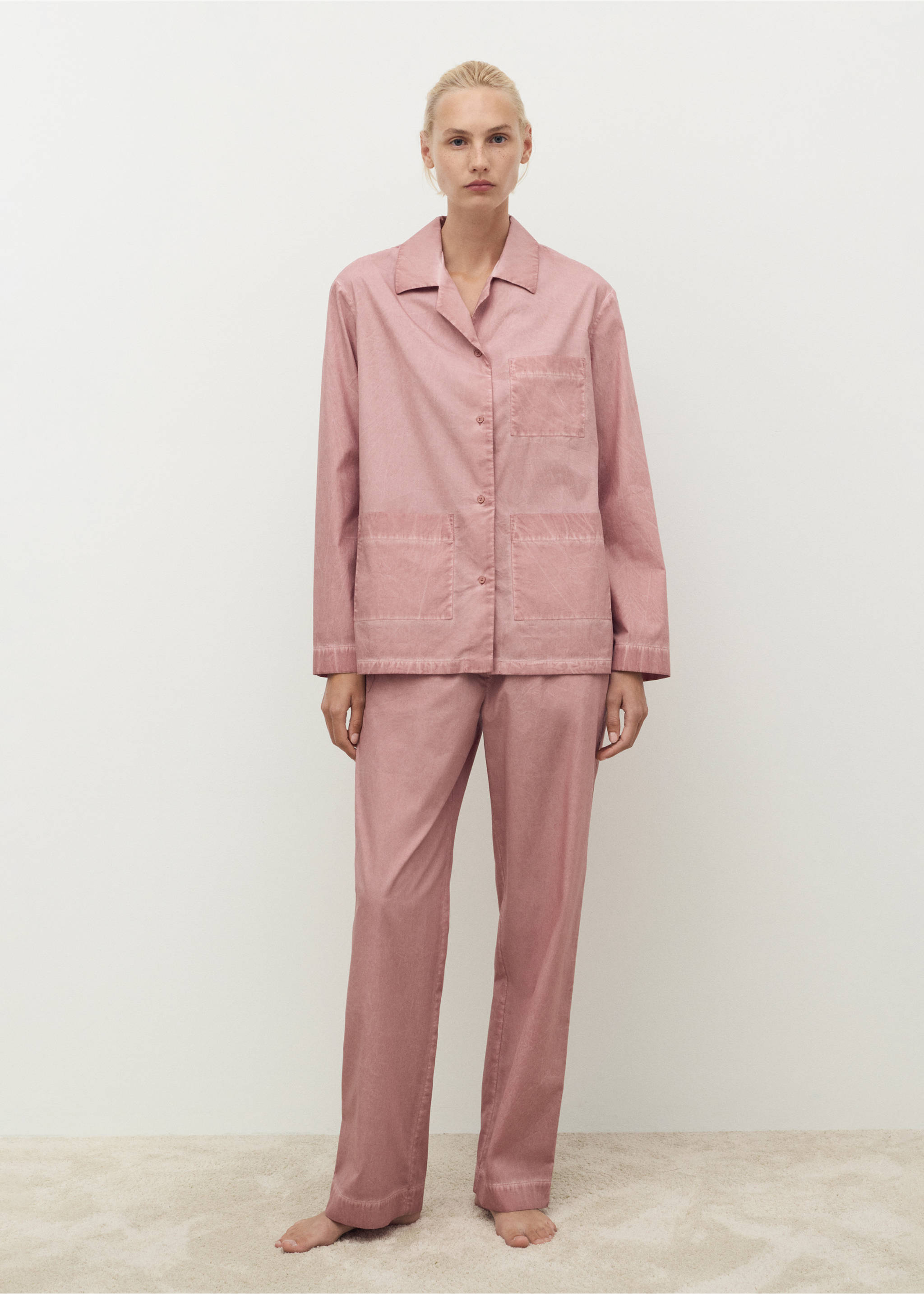 Garment-dyed cotton shirt - General plane, Medium Pink. Ref: 17054109-00.