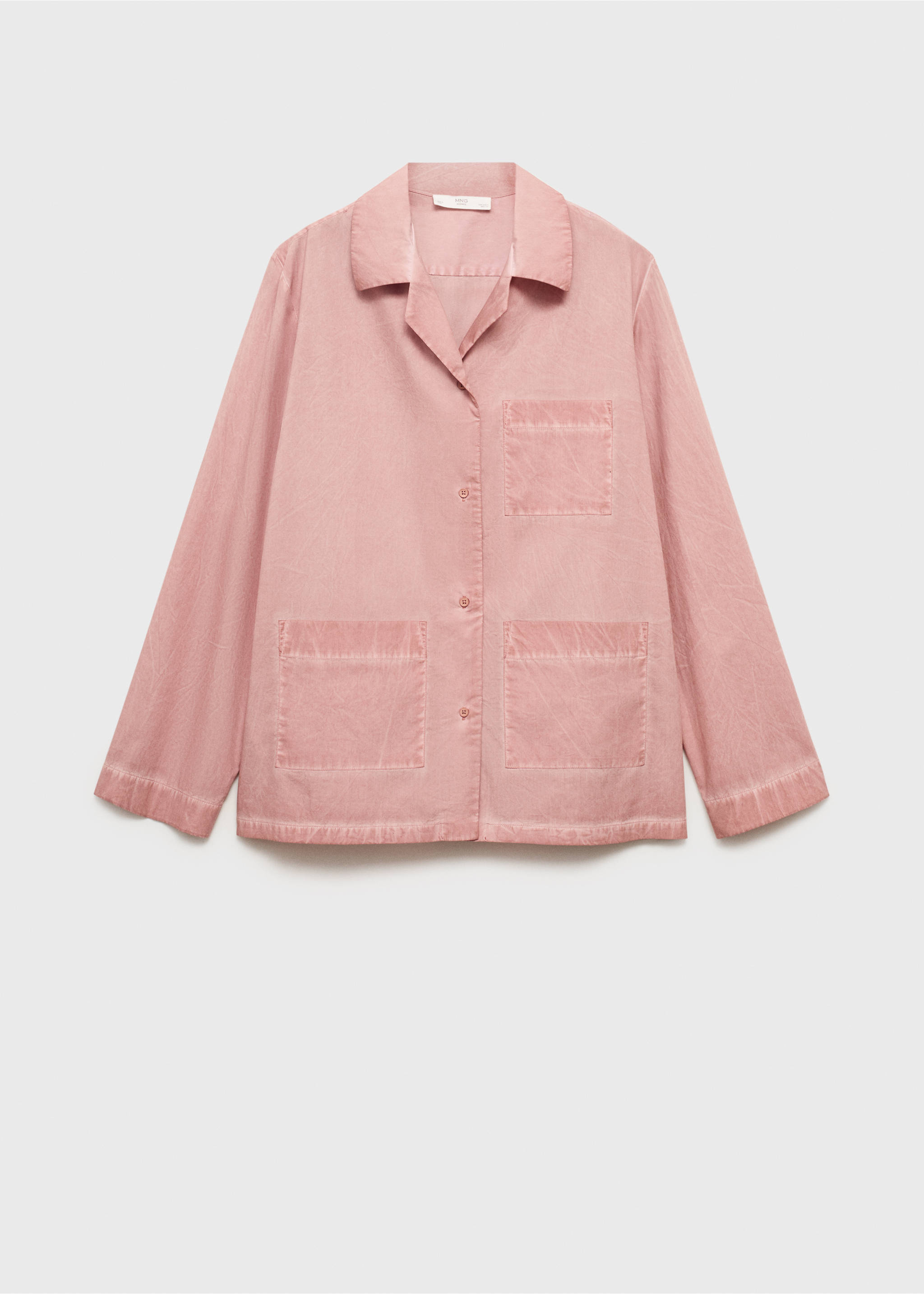 Garment-dyed cotton shirt - Article without model, Medium Pink. Ref: 17054109-00.