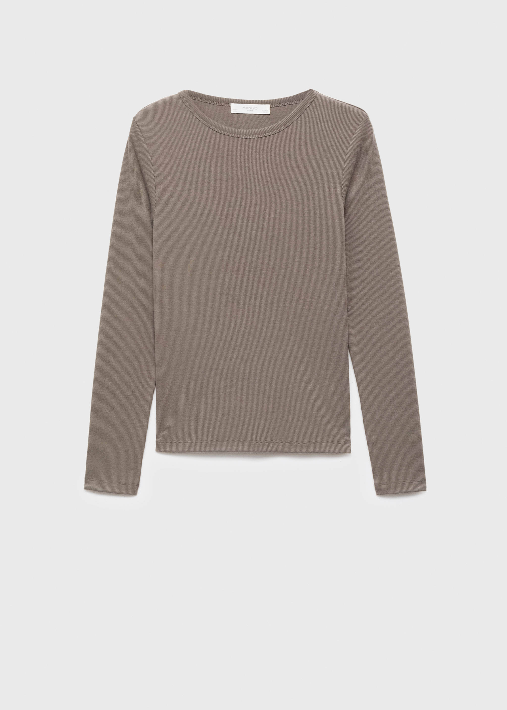 Geribd gebreid T-shirt met ronde hals - Artikel zonder model